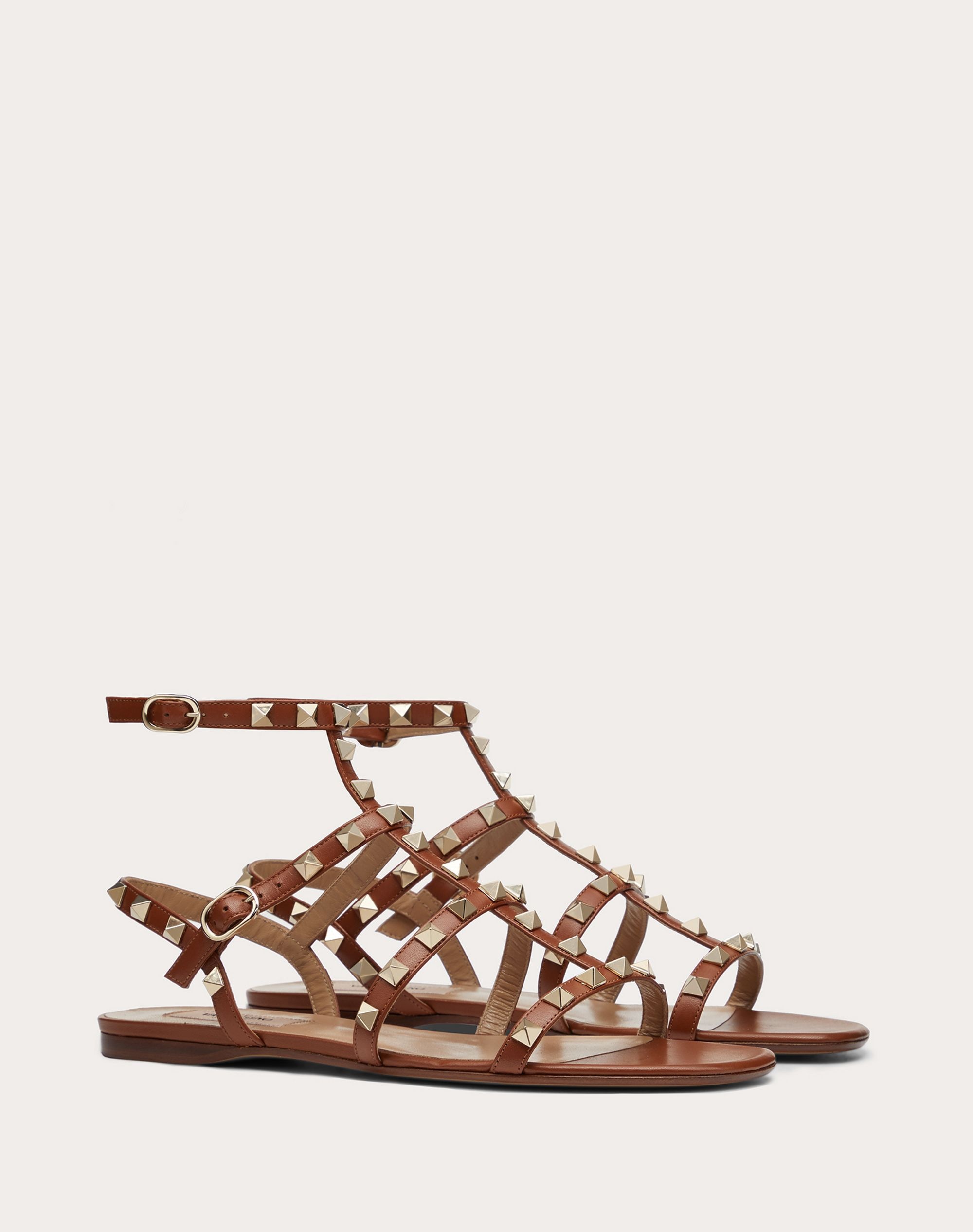 Rockstud Flat Calfskin Sandal with Straps - 2