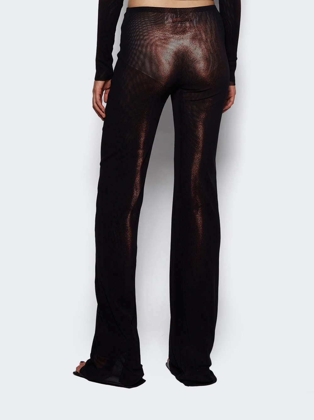 Printed Body Dust Mesh Straight Trouser Black And Brown - 4