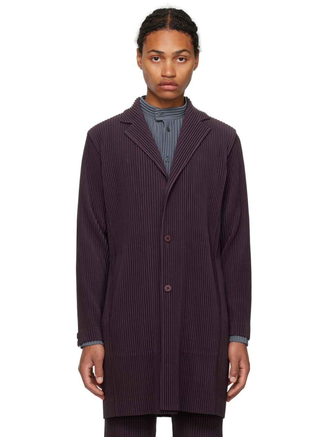 Purple Single-Breasted Coat - 1