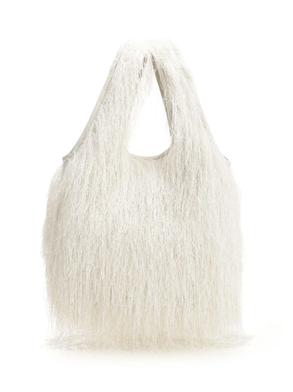 Large Tote Bag With Fringe Handbags White - 1