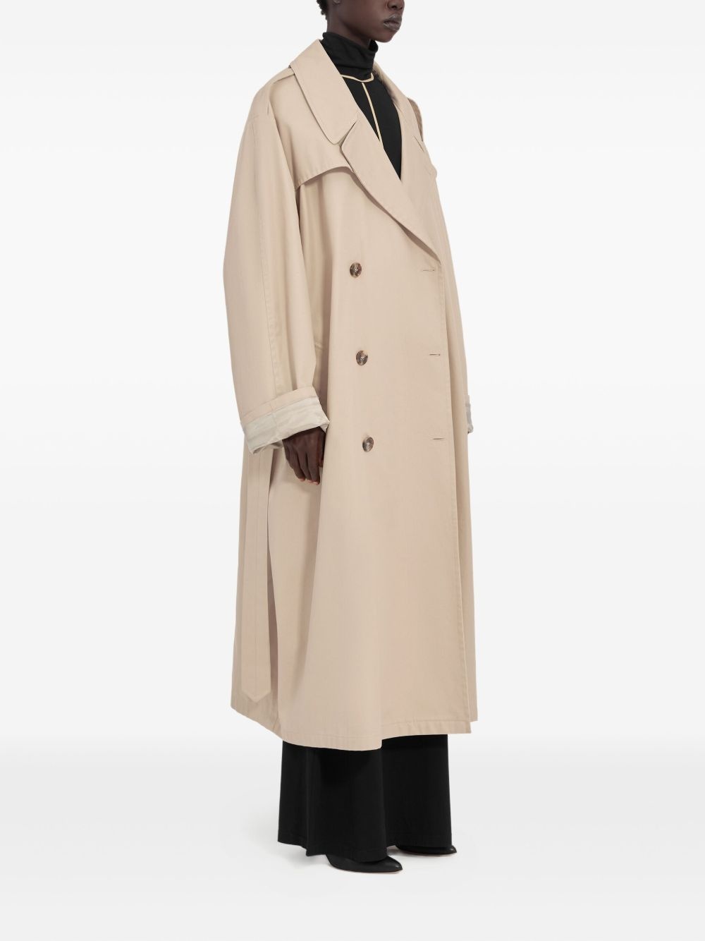 double-breasted belted trench coat - 3