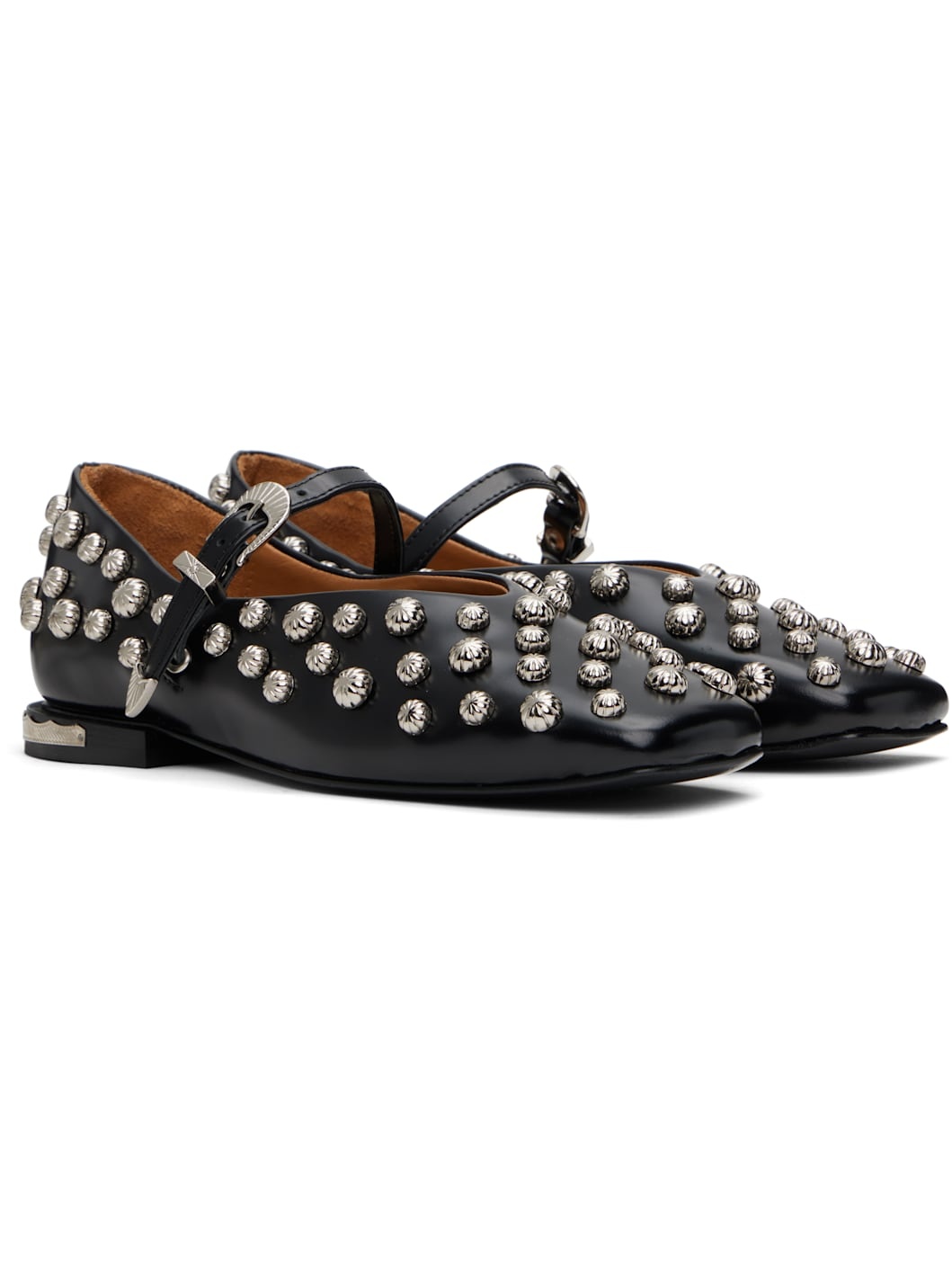 Black Polido Ballerina Flats - 4