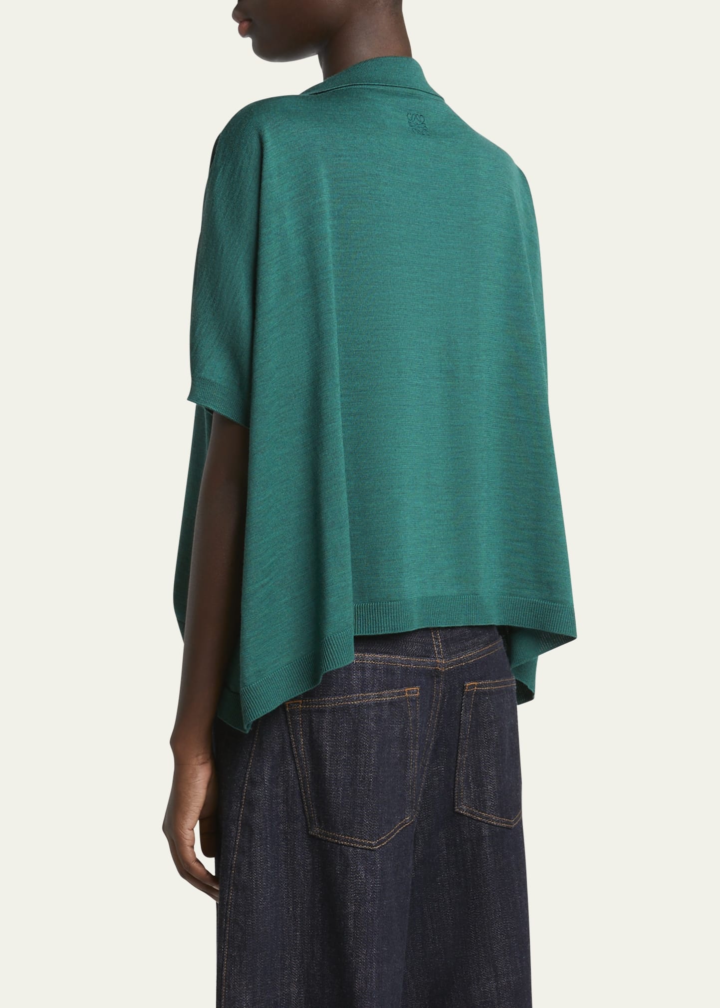 Deep V-Neck Johnny Collar Wool Sweater - 3