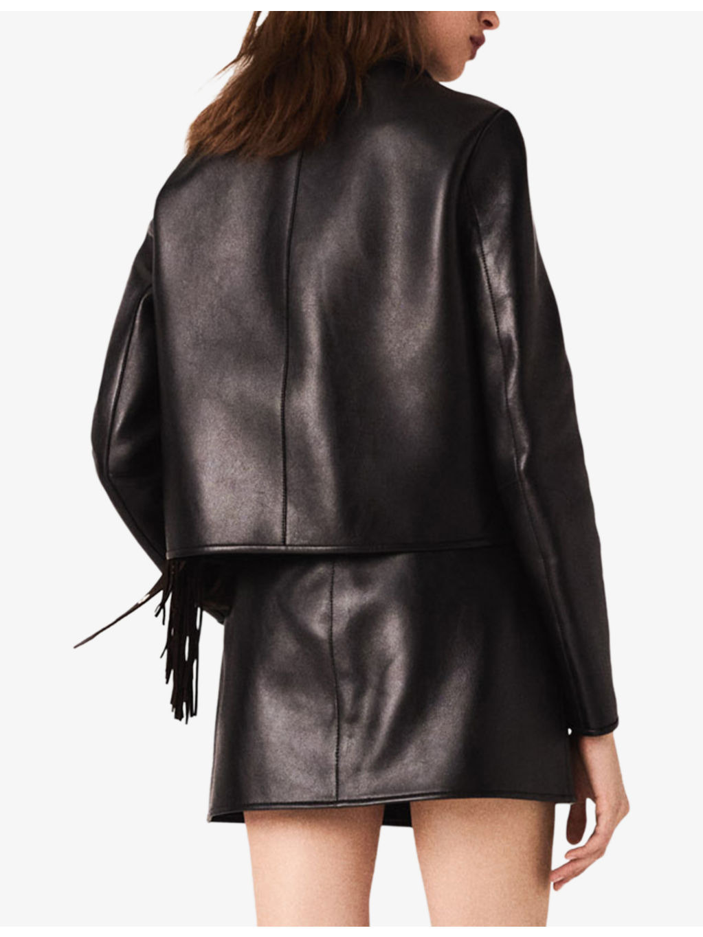 Cropped Side-Pocket Leather Jacket - 4