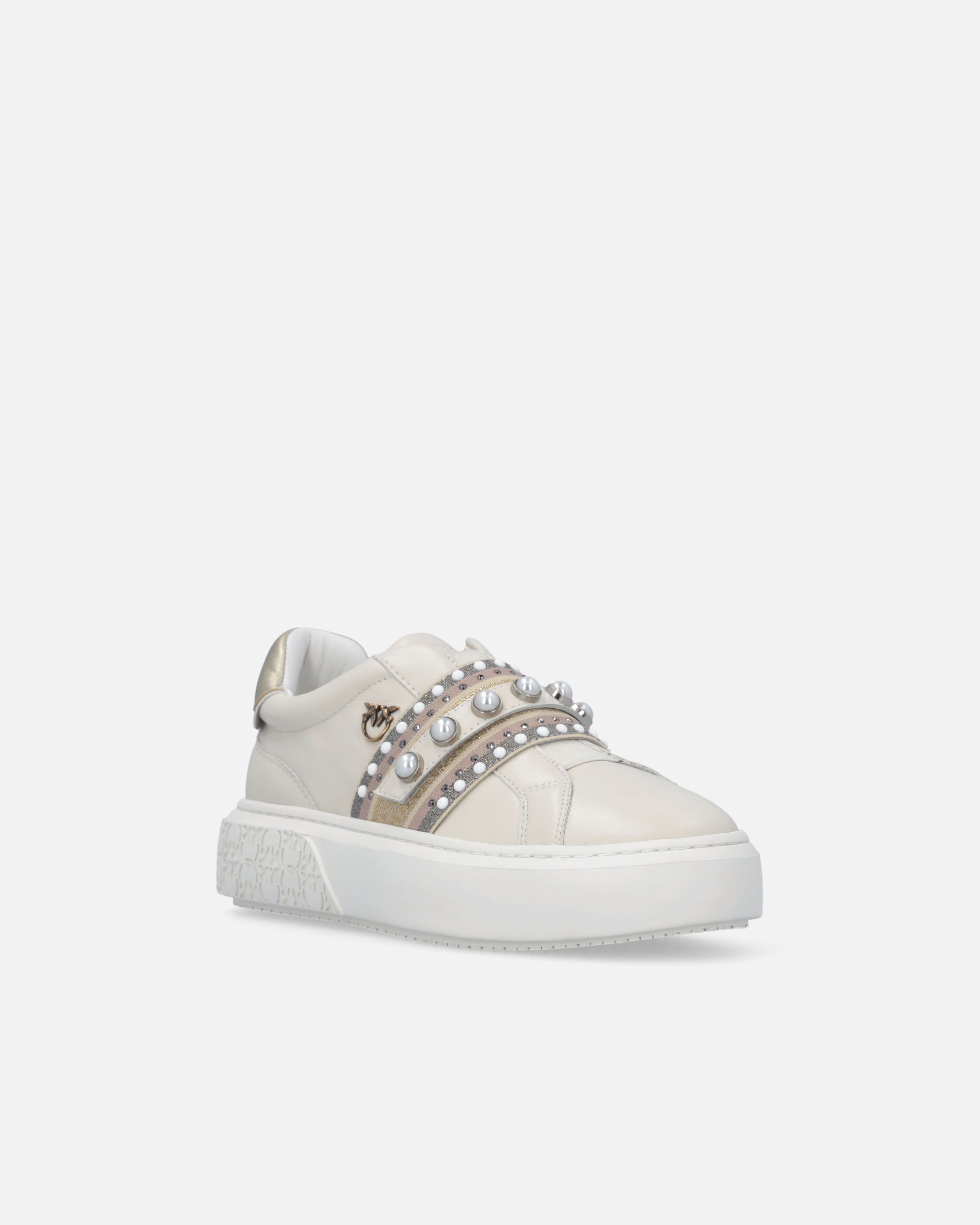 LEATHER SLIP-ON SNEAKERS WITH JEWEL BAND - 2