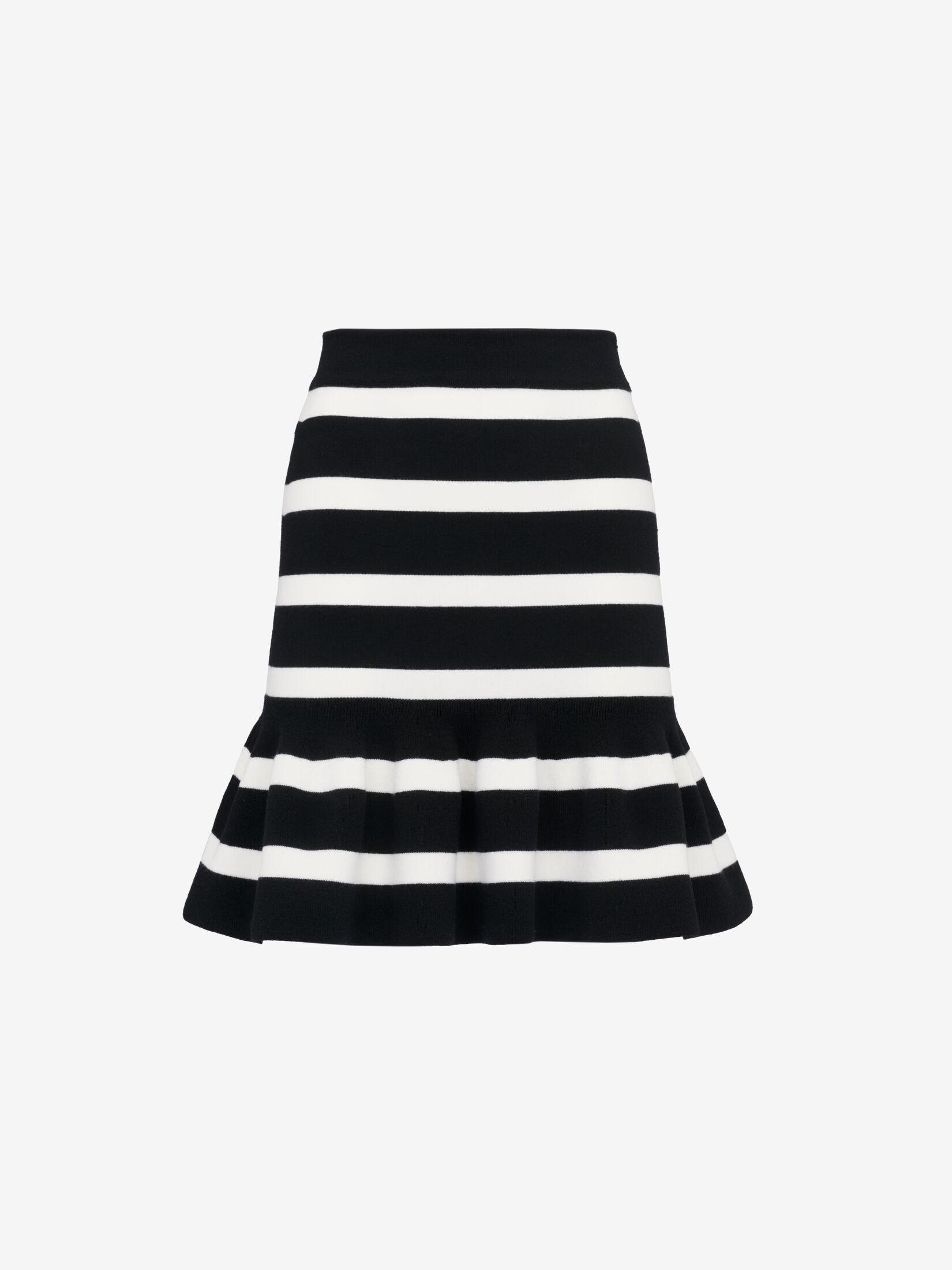 Women's Striped Ruffle Mini Skirt in Black/ivory - 1
