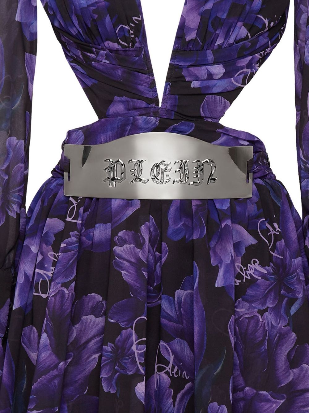 floral-print chiffon mini dress - 4