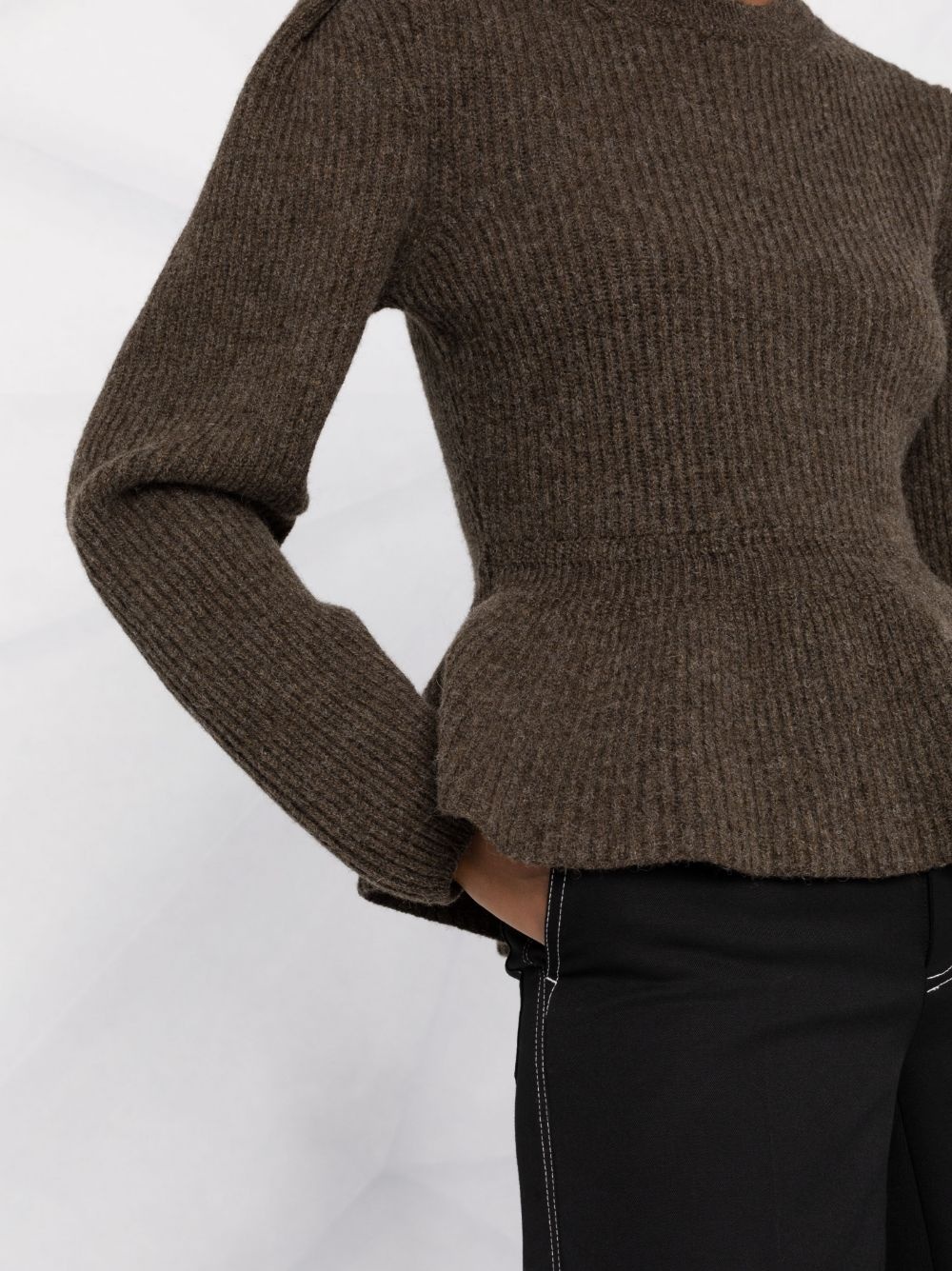ribbed-knit peplum-hem jumper - 5