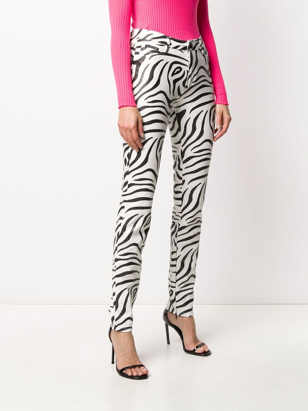 high-waisted zebra print trousers - 3