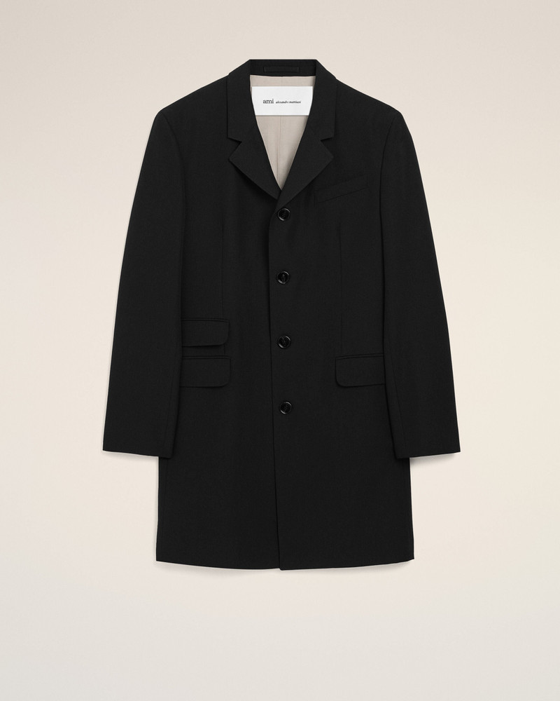BLACK NEW WOOL STRAIGHT SIMPLE BREASTED COAT 1