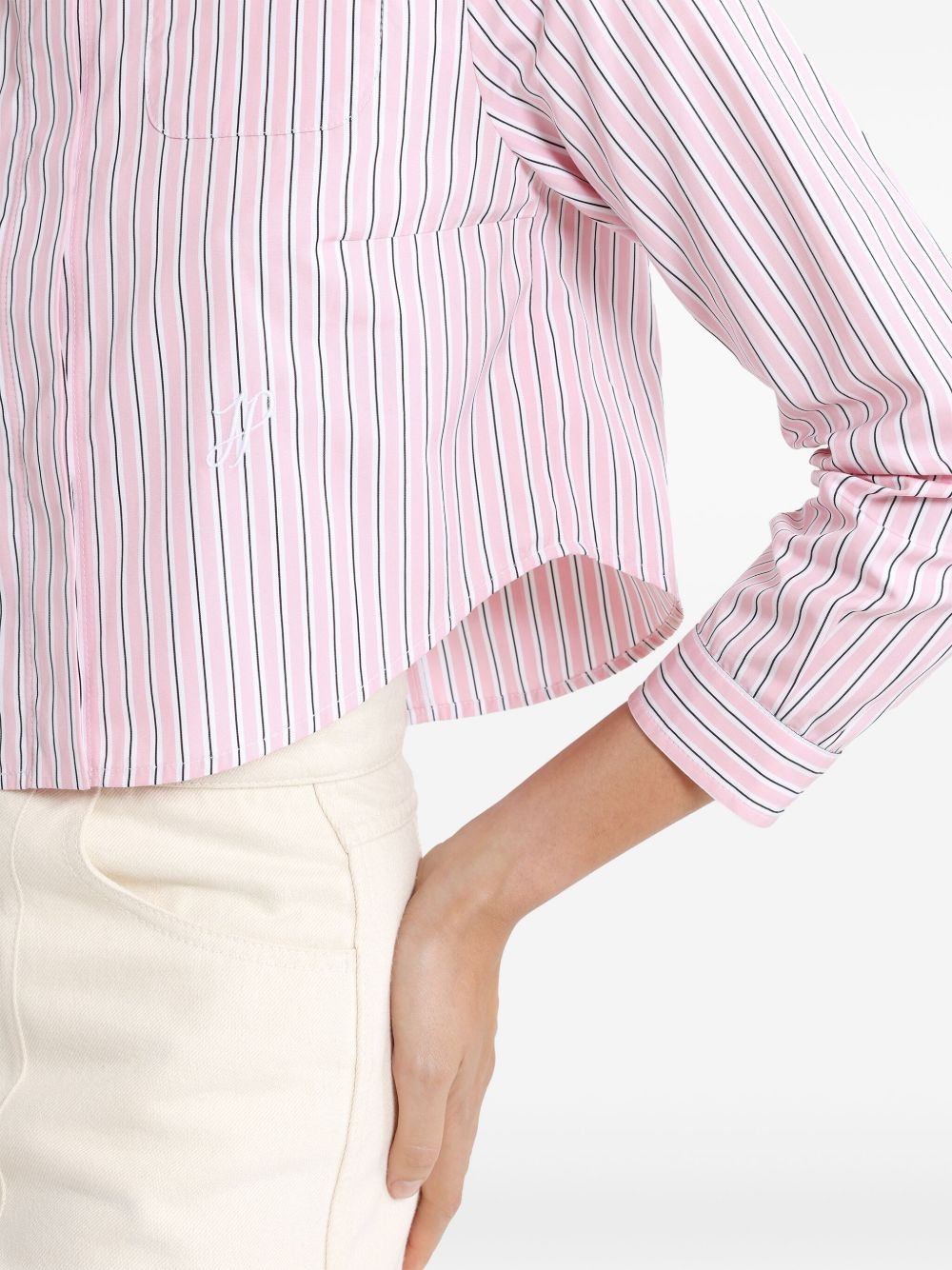 cropped printed poplin shirt - 5
