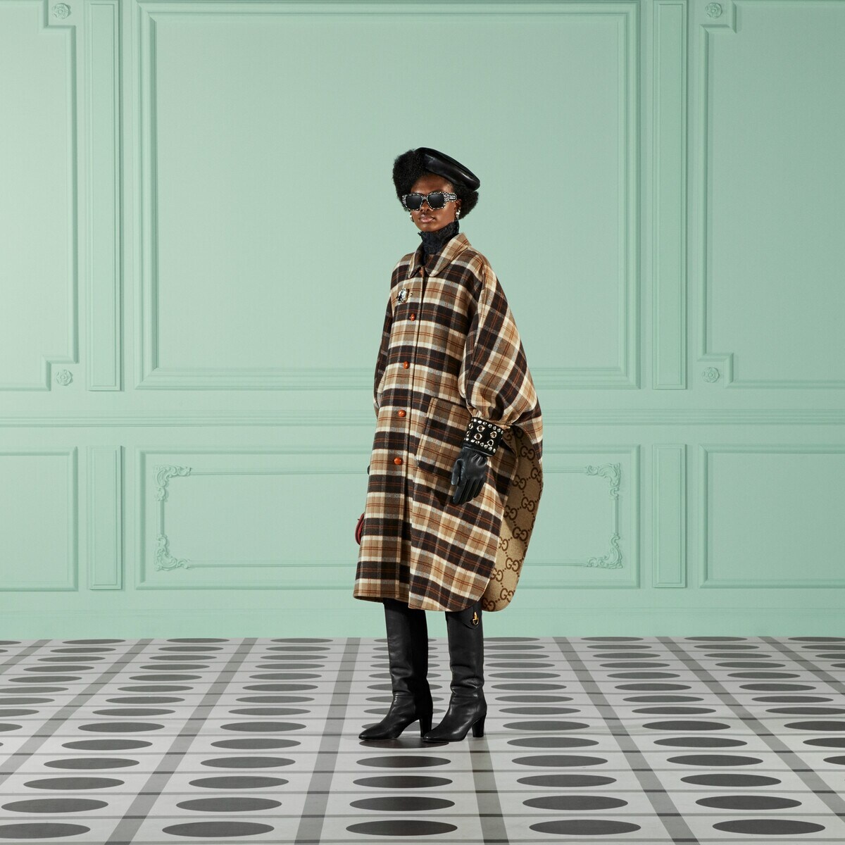 Reversible GG check wool coat - 2