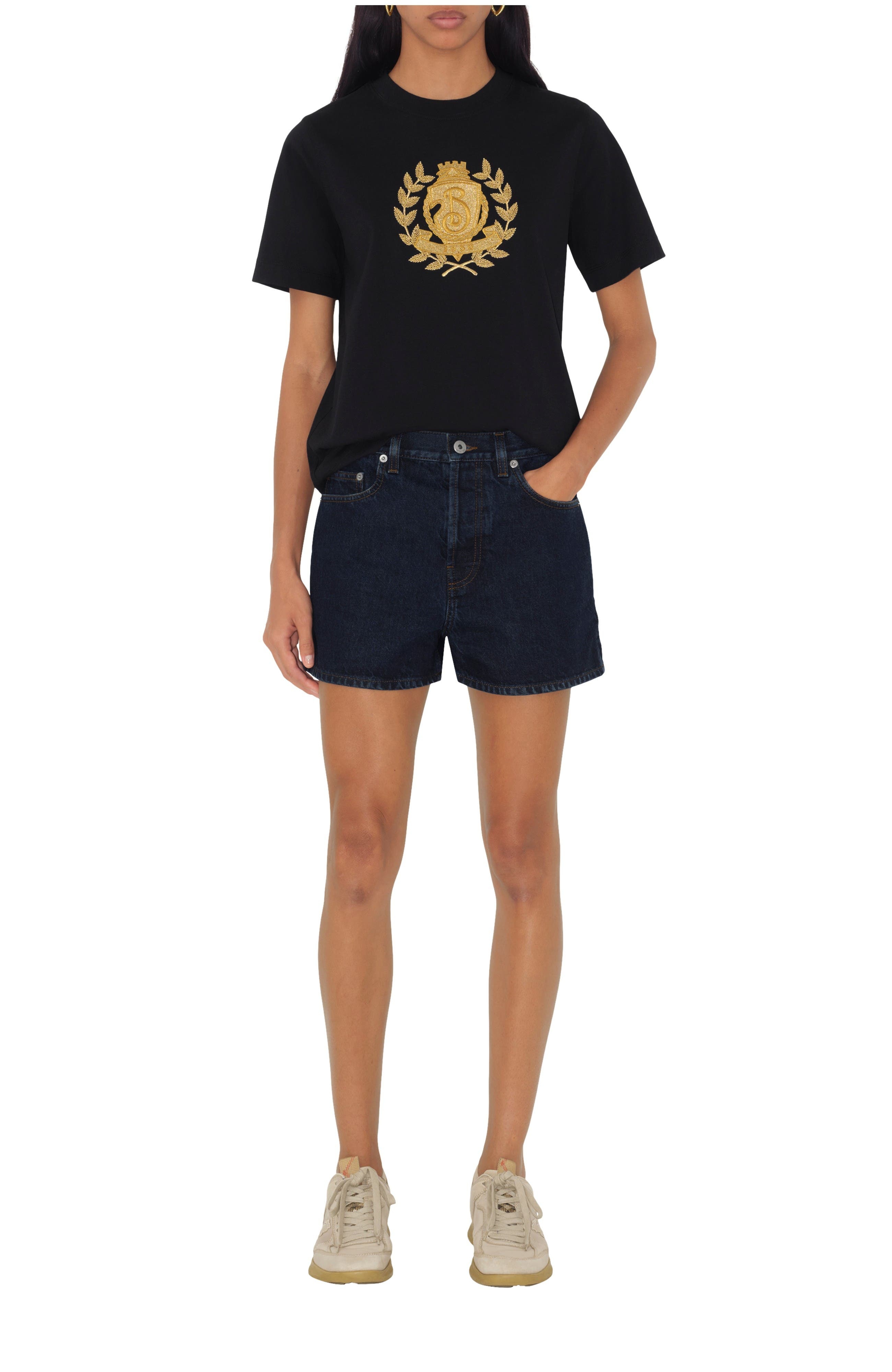 burberry B Crest Cotton T-shirt in Black at Nordstrom - 1