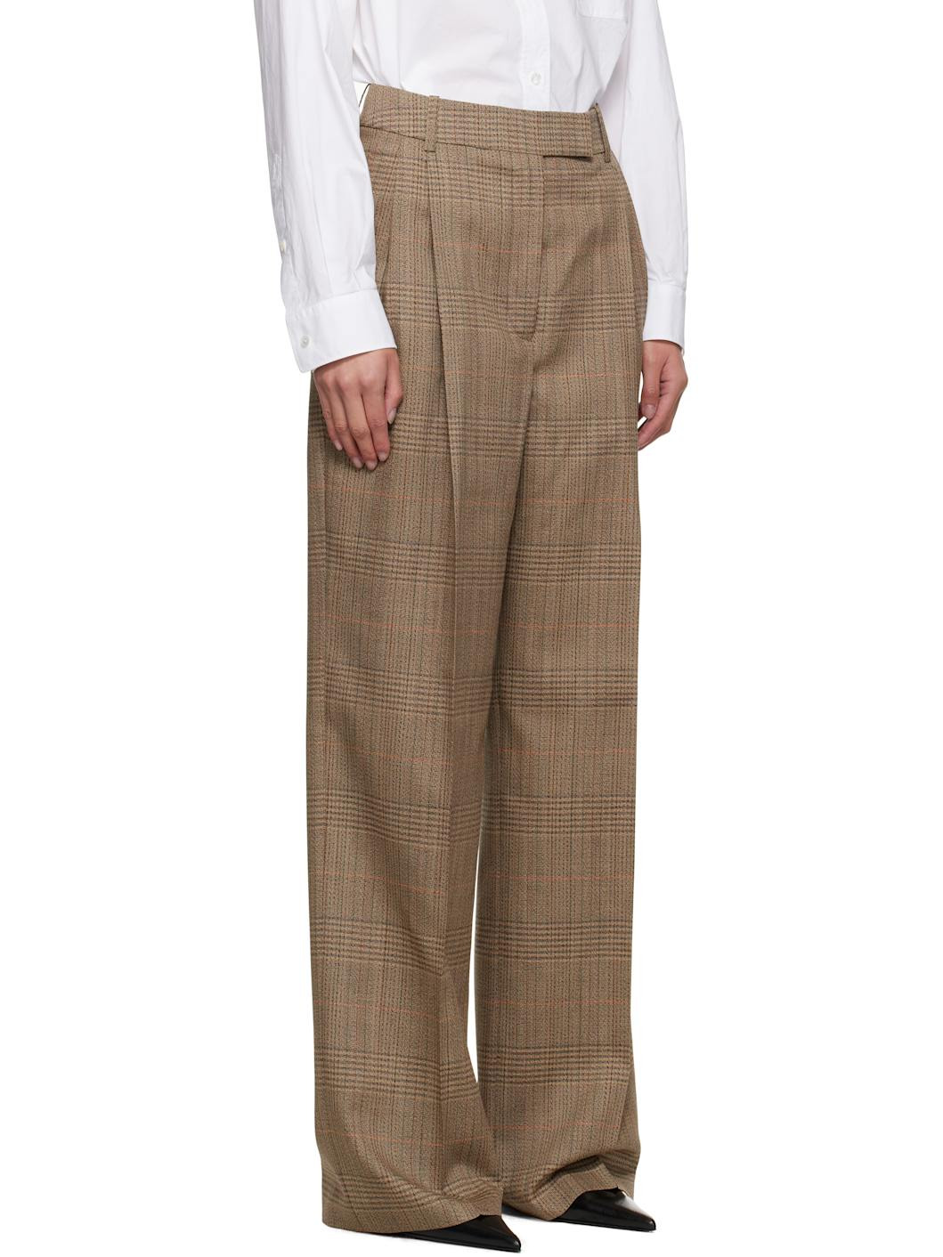 Beige Mid-Waist Tailored Trousers - 2