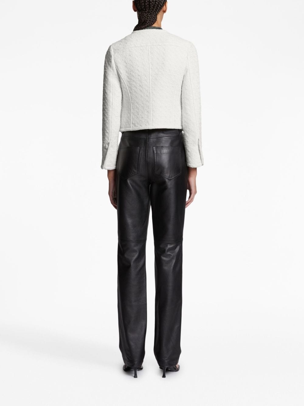 button-down tweed cropped jacket - 4