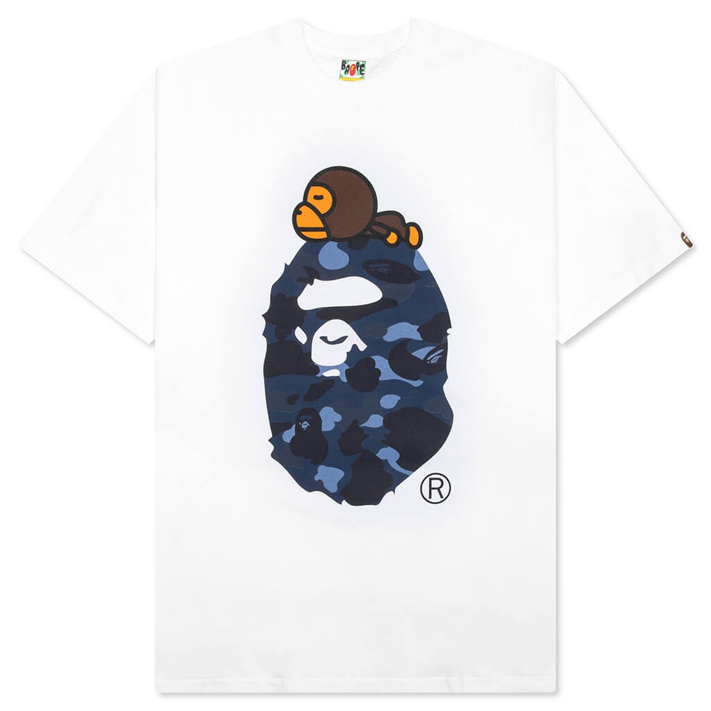 COLOR CAMO MILO ON BIG APE TEE - WHITE/NAVY - 1