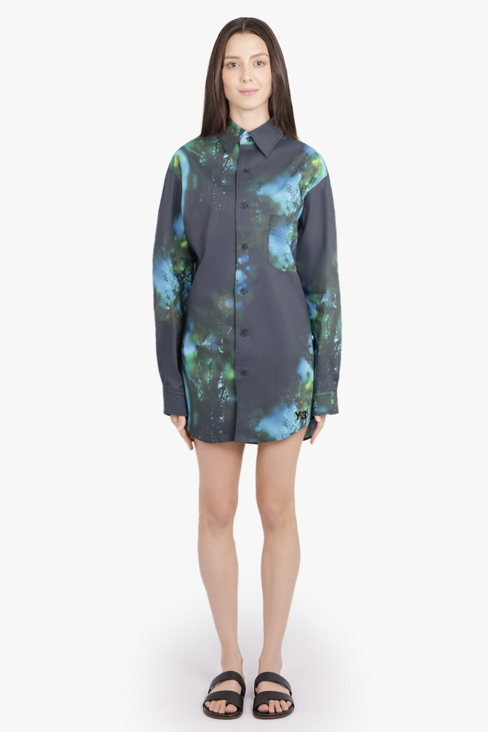 BLURRED PHOTO PRINT L/S SHIRT | BLACK/BLUE/GREEN - 3