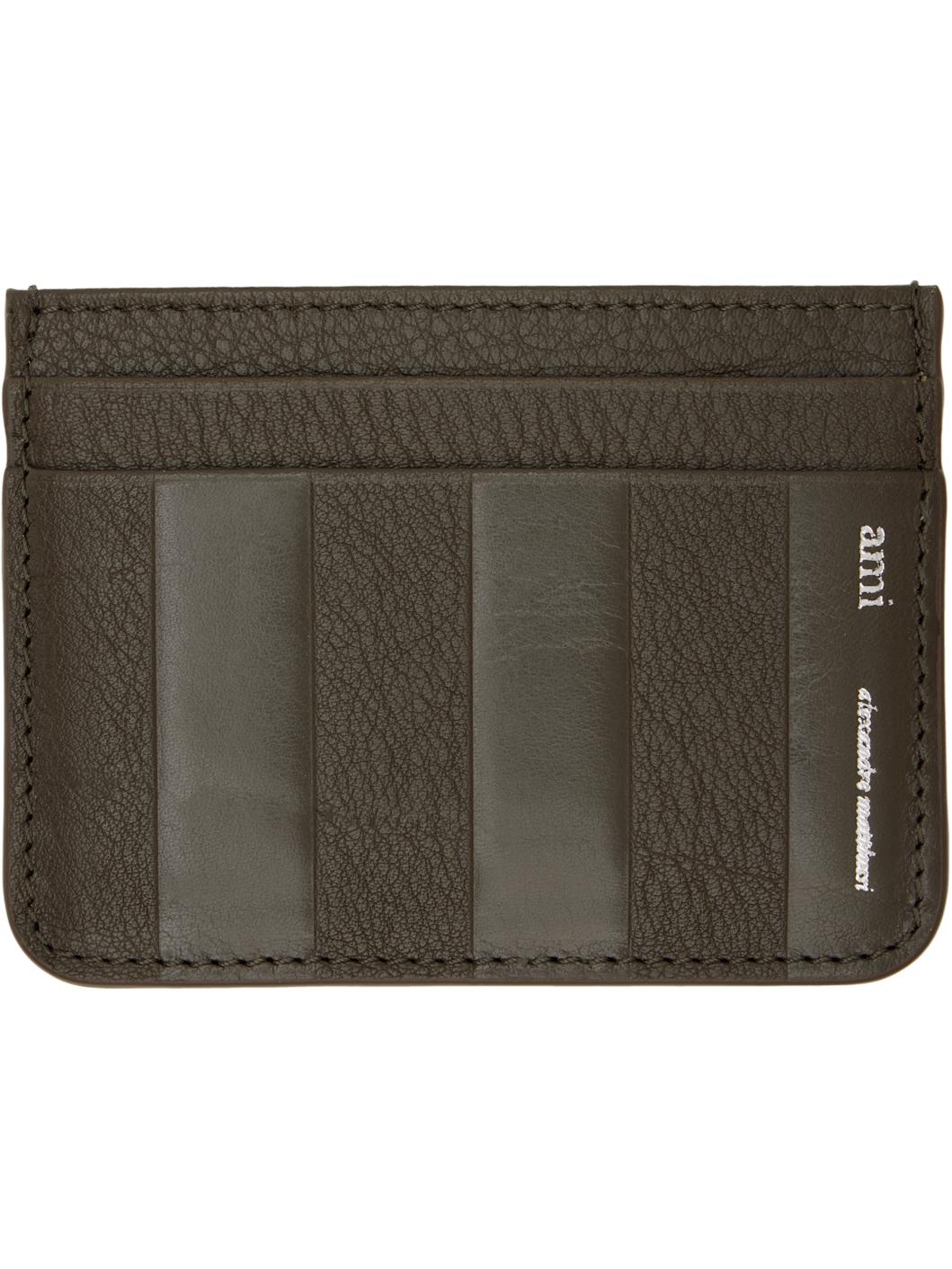 Khaki Leather Midi Card Holder - 1