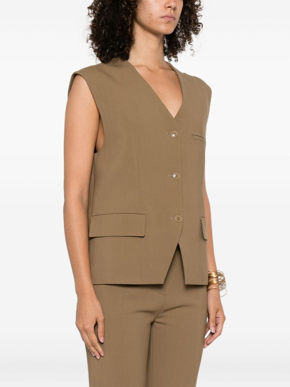 buttoned sleeveless vest - 3