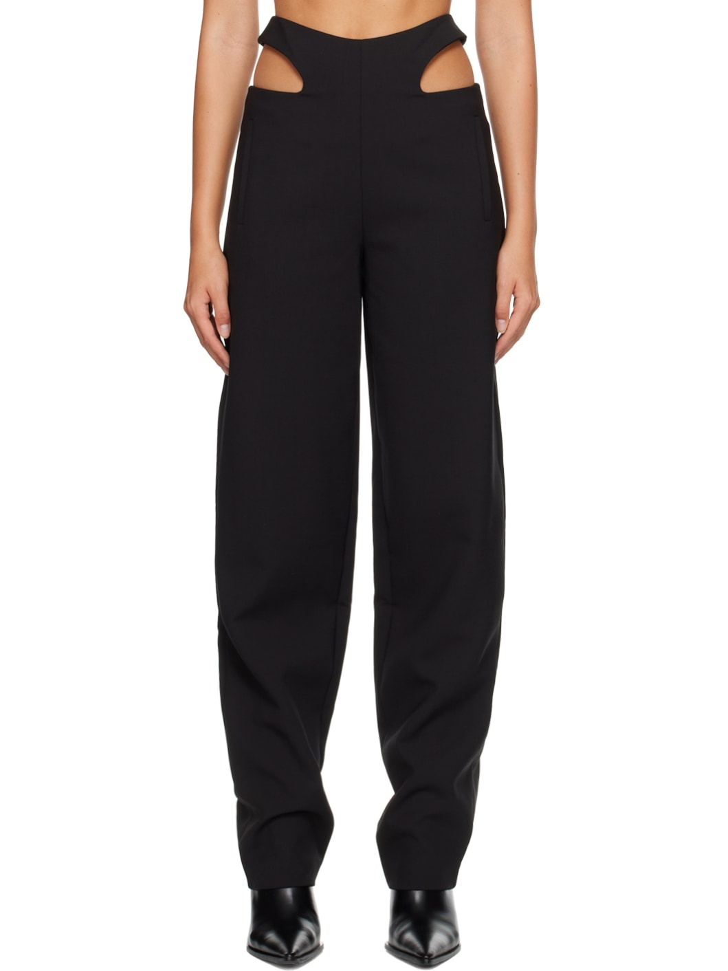 Black Y Front Trousers - 1