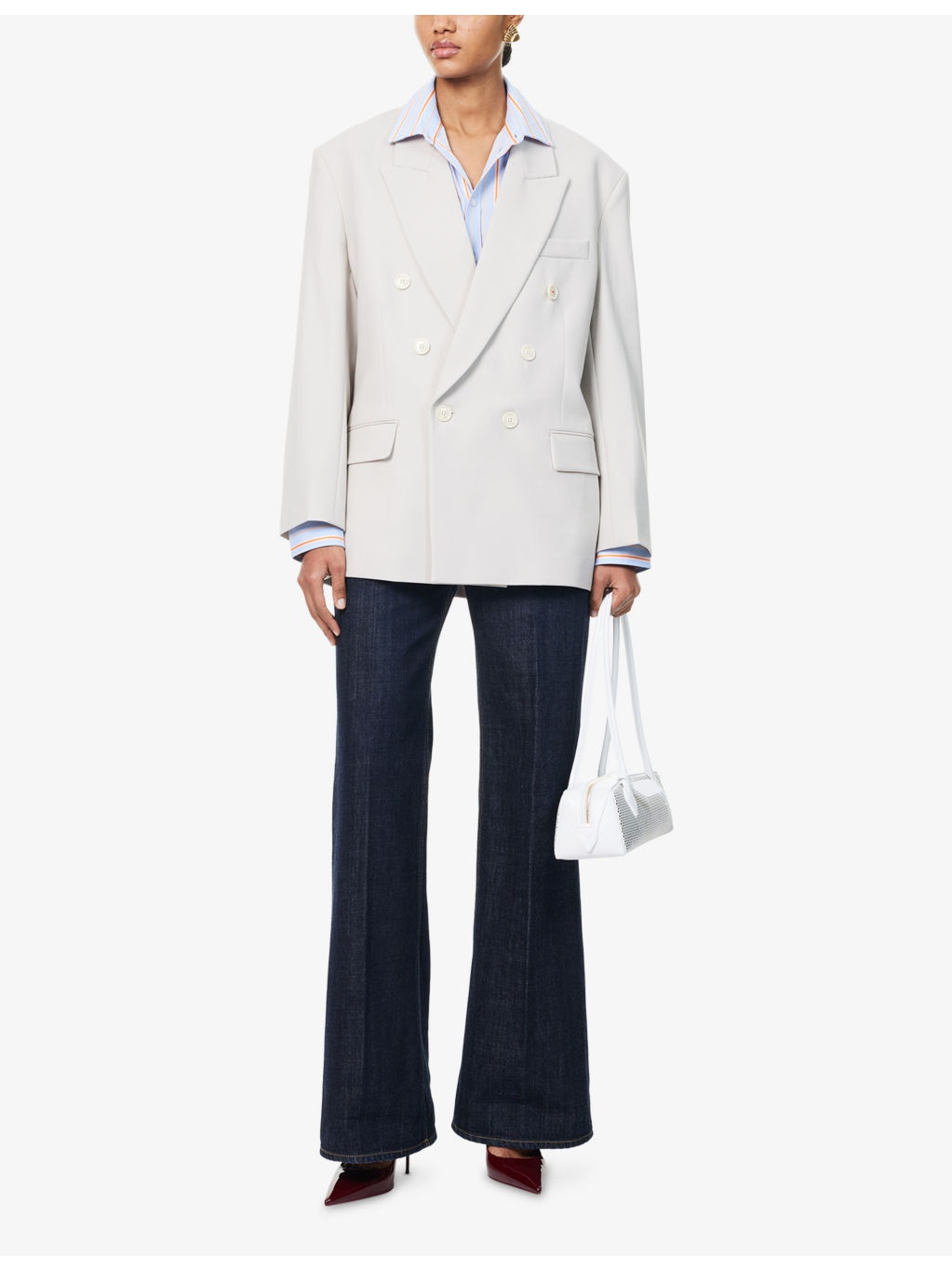 Peak-Lapels Relaxed-Fit Stretch-Woven Blazer - 2