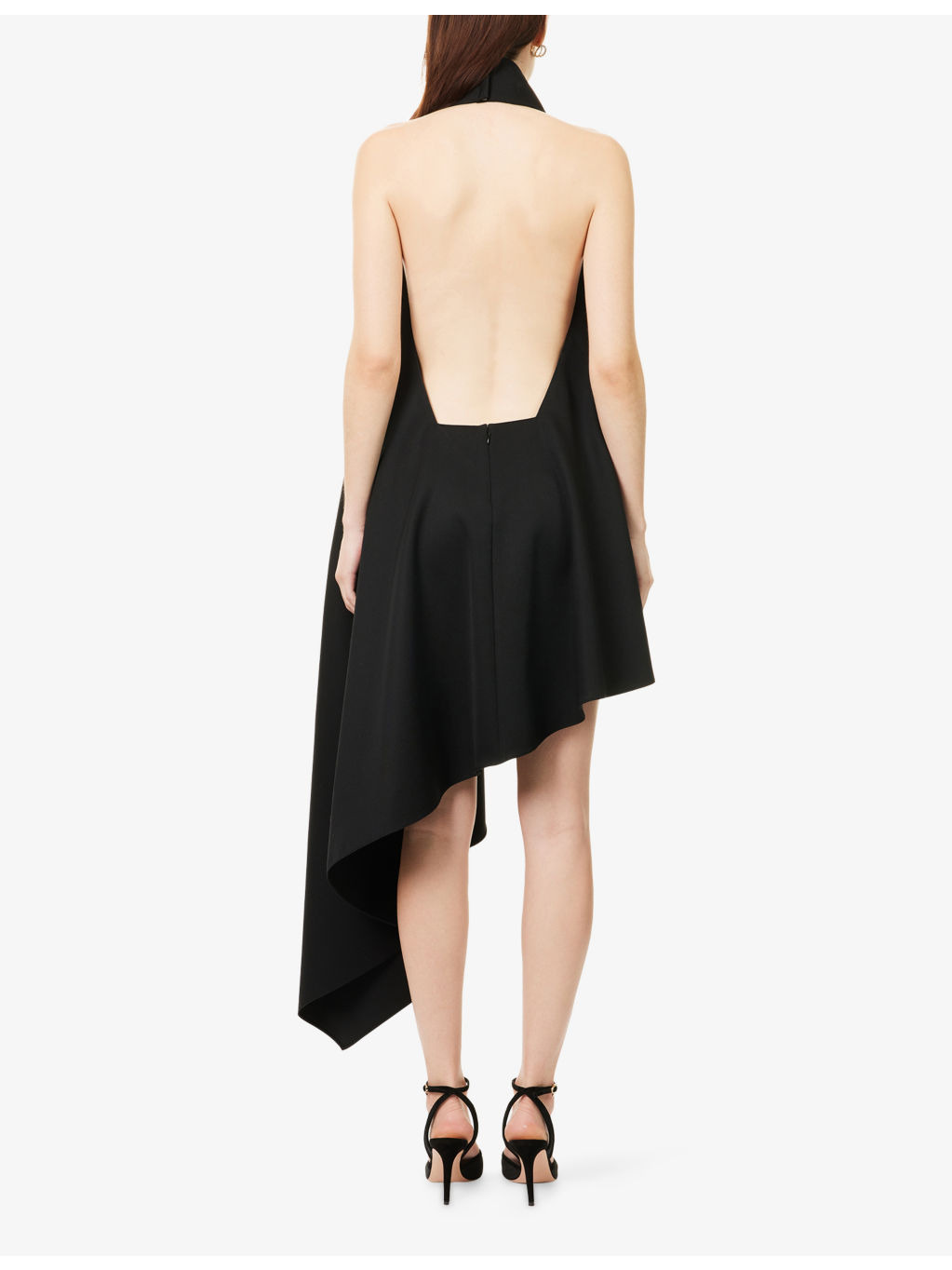 Asymmetric Halterneck Wool Midi Dress - 4