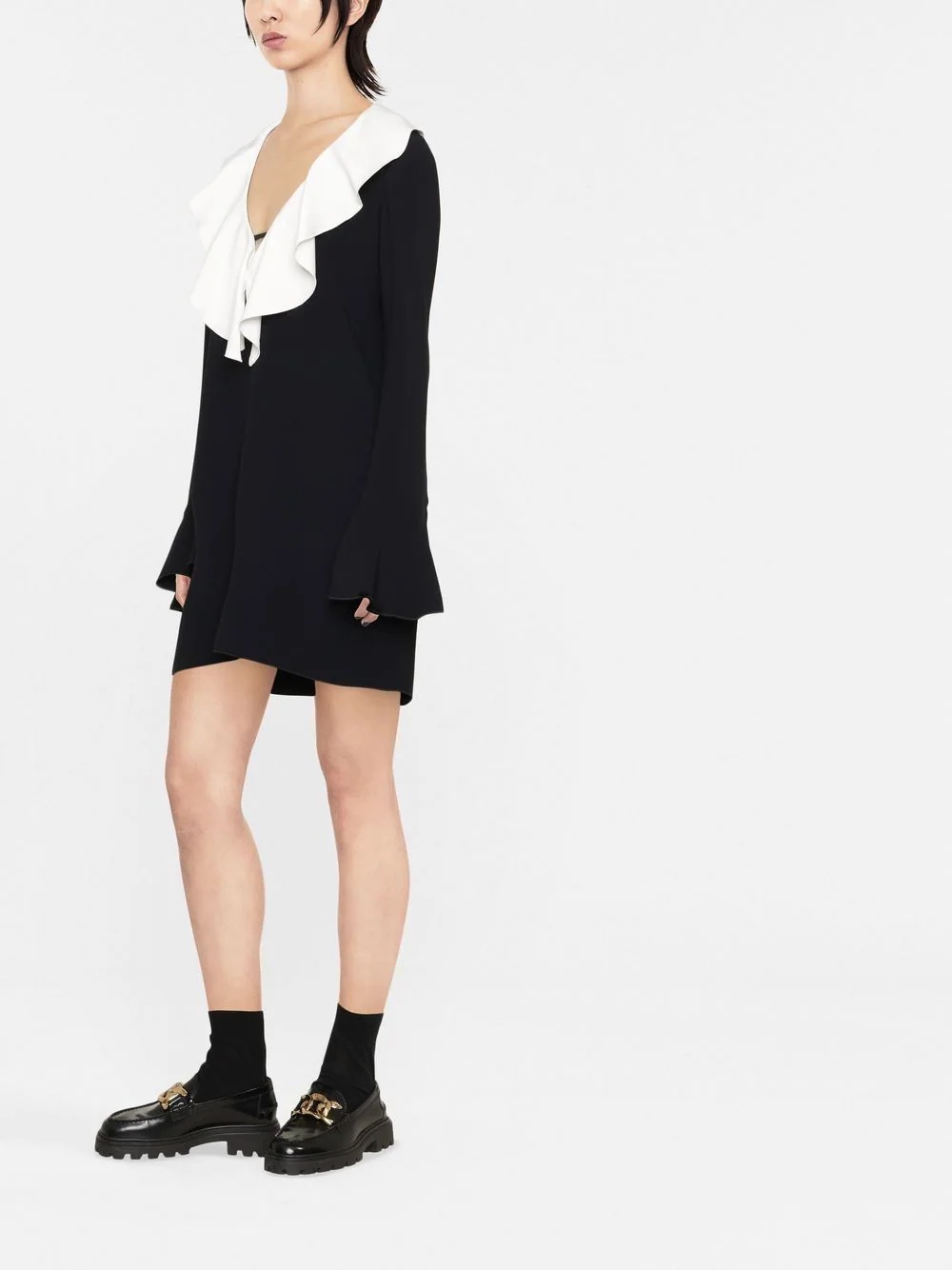 V-neck ruffle-detail dress - 4