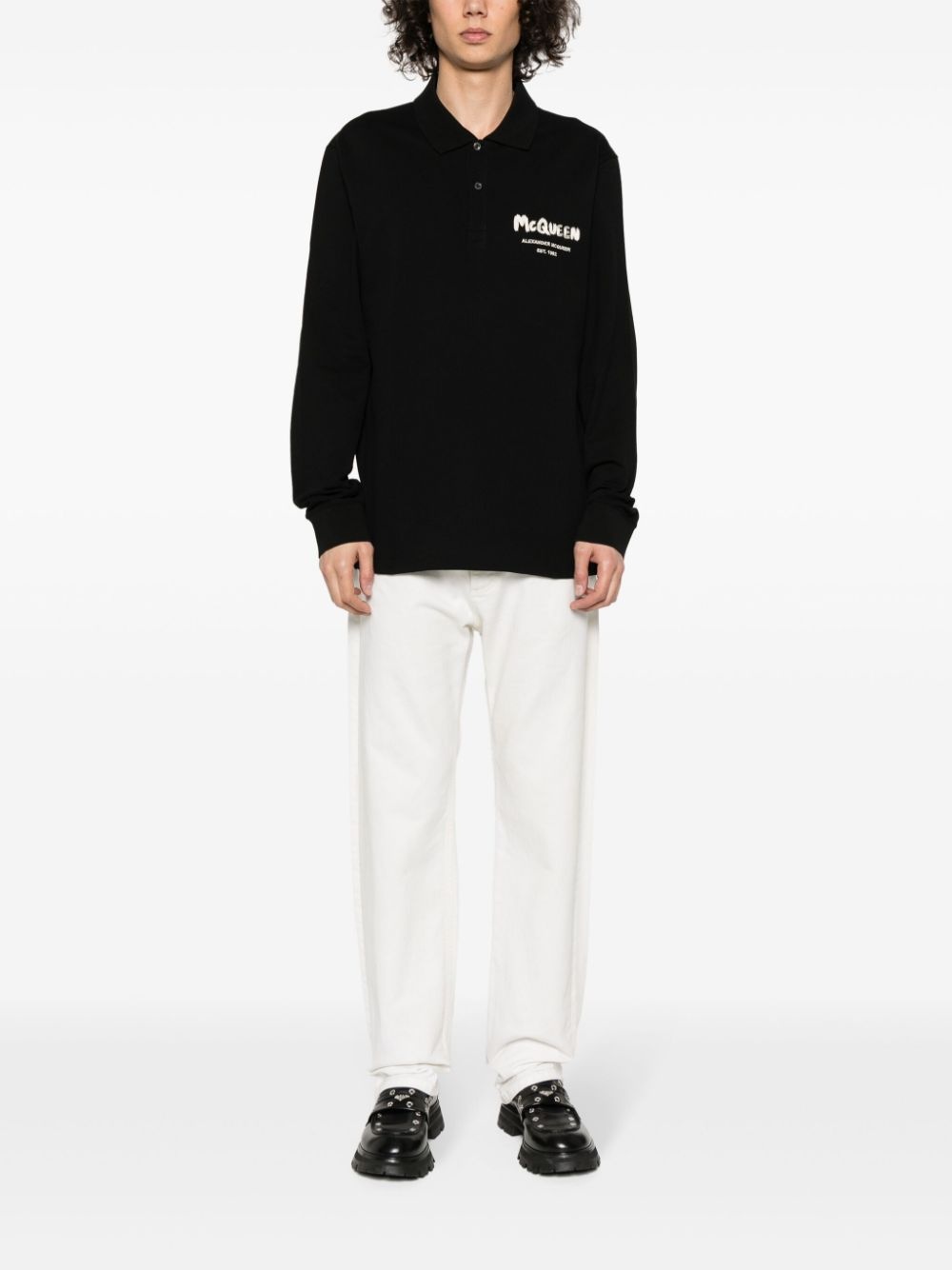 embroidered-logo polo shirt - 3