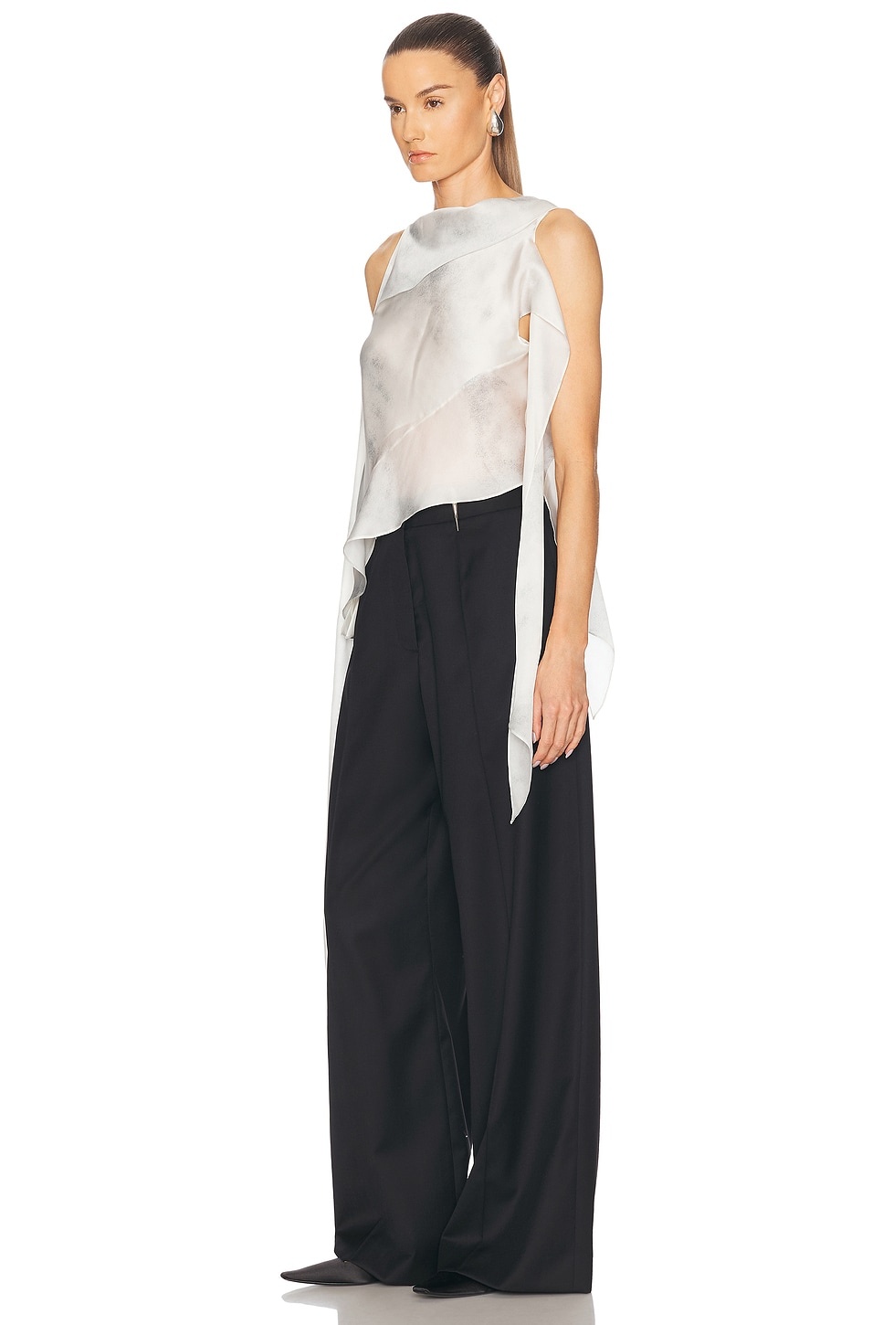 Silk Satin Chiffon Bias Scarf Top - 3