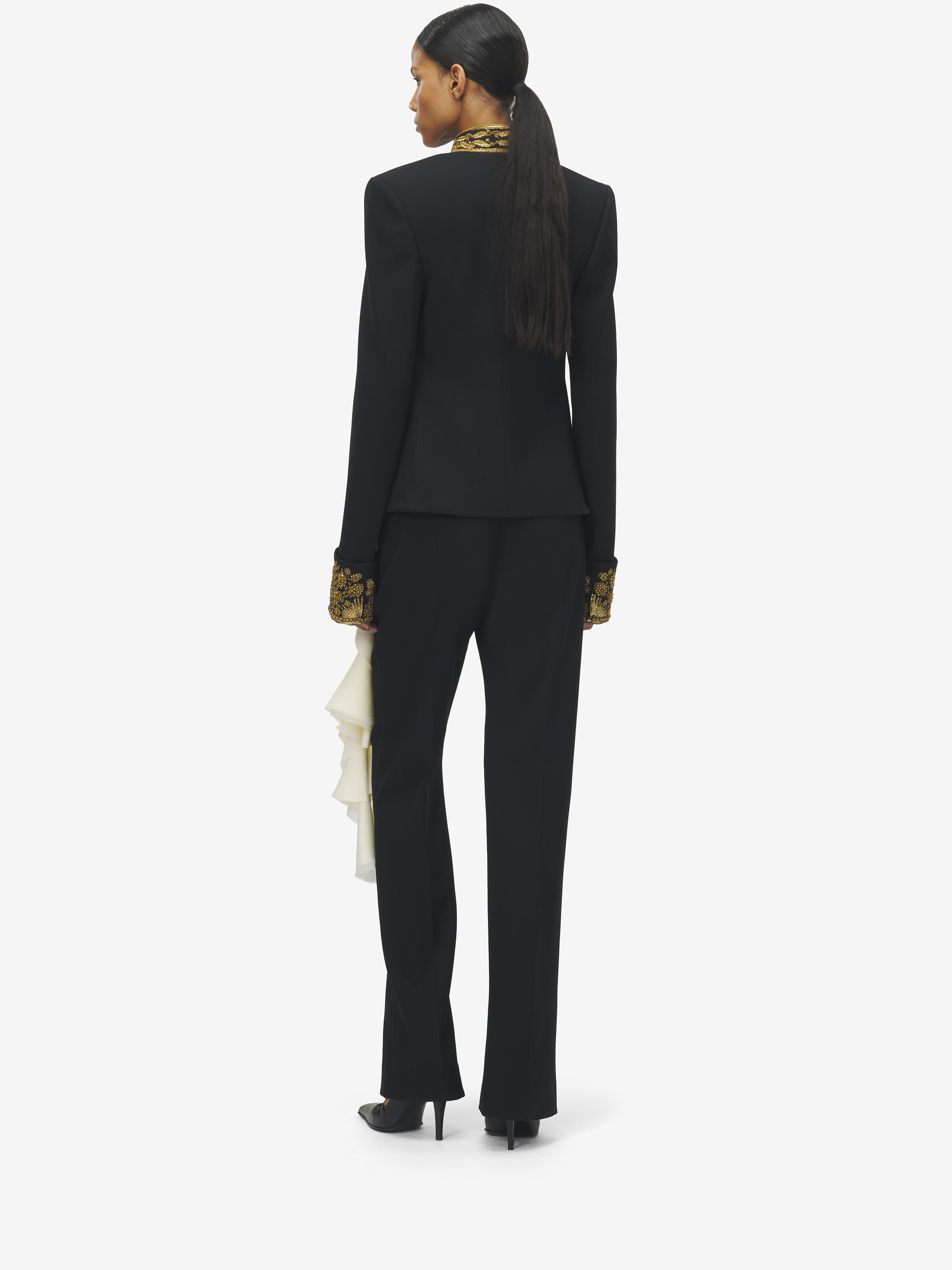 Goldwork Border Embroidery Cutaway Jacket - 4