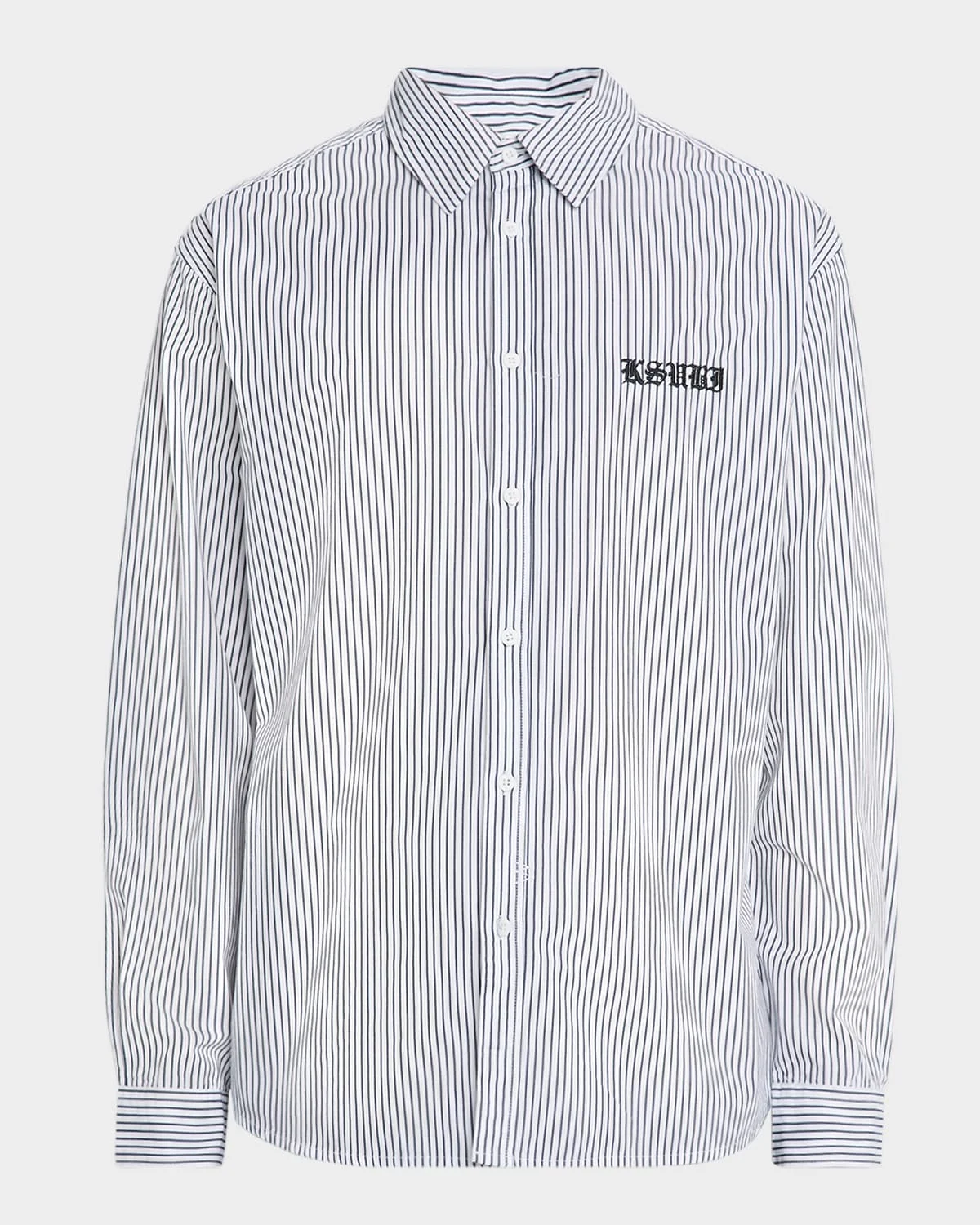 Men's Haunted Striped Button-Front Shirt - 1