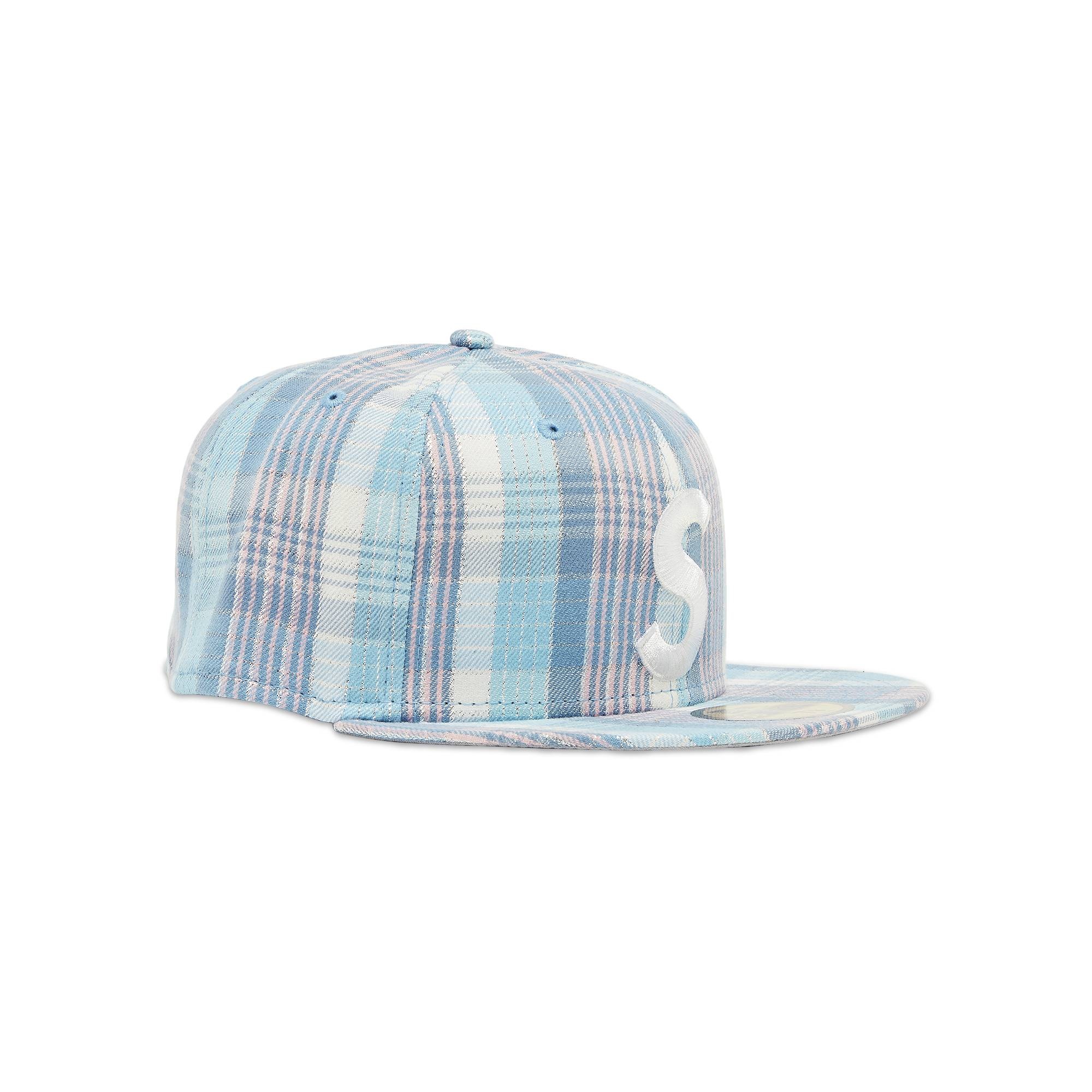 Supreme Metallic Plaid S Logo New Era 'Light Blue' - 2