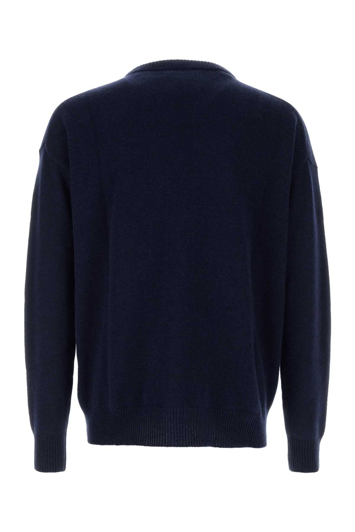 Jil Sander Men Dark Blue Cashmere Sweater - 2