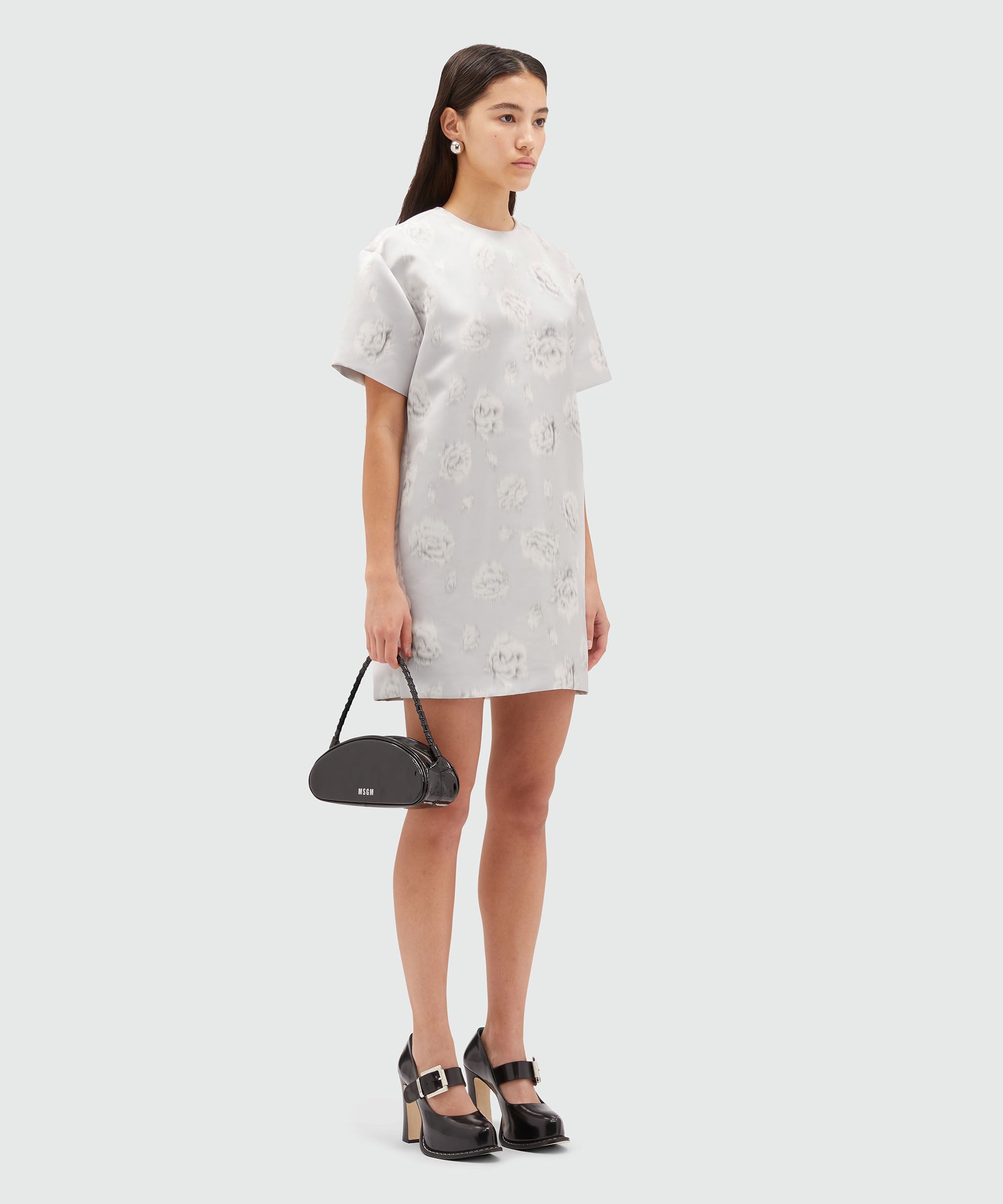 Duchesse short dress with rose print - 4