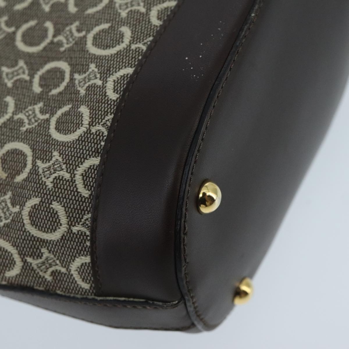 CELINE C Macadam Canvas Hand Bag Brown Gold - 16