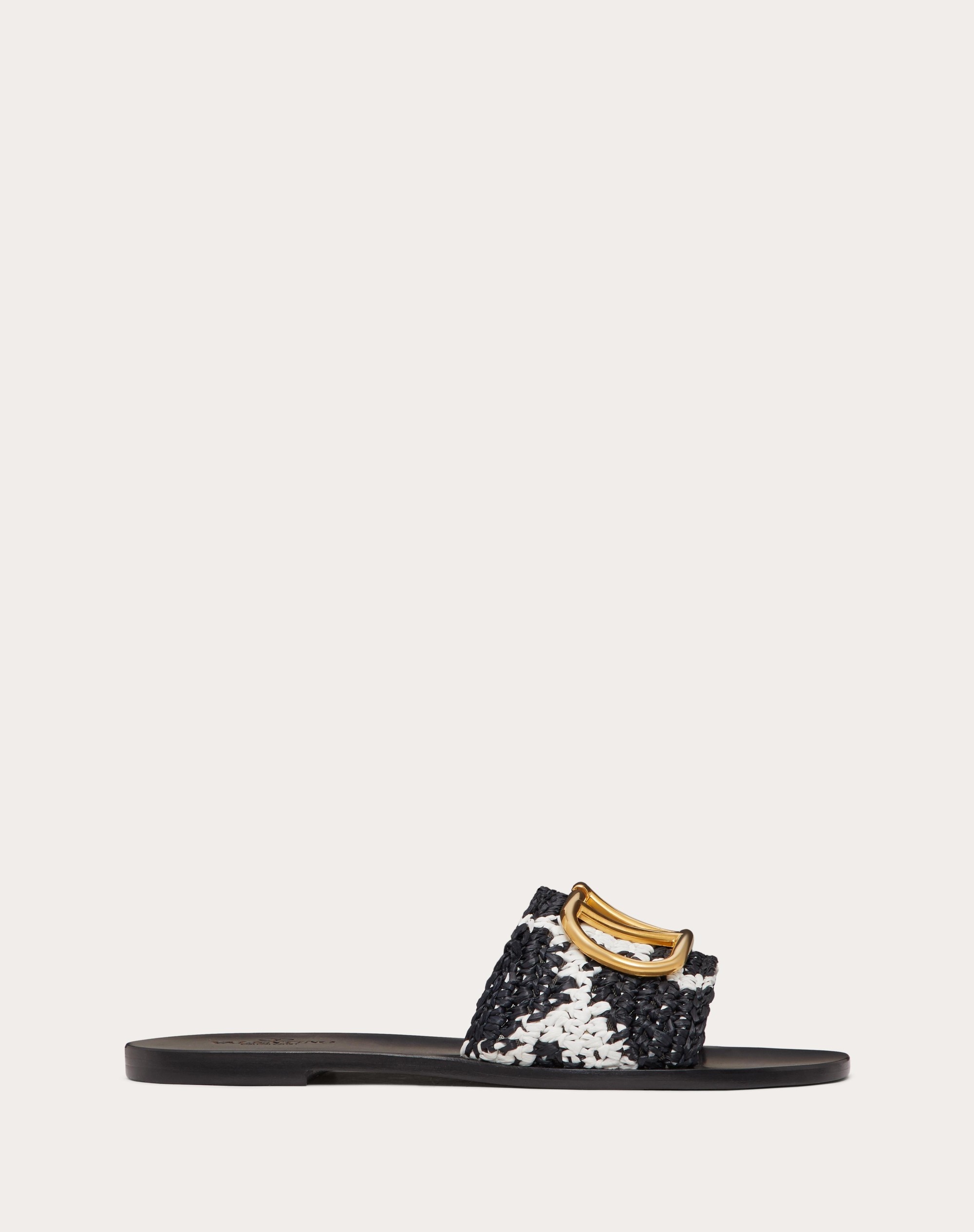 RAFFIA SLIDE SANDAL WITH GIRAFFA RE-EDITION PATTERN - 1