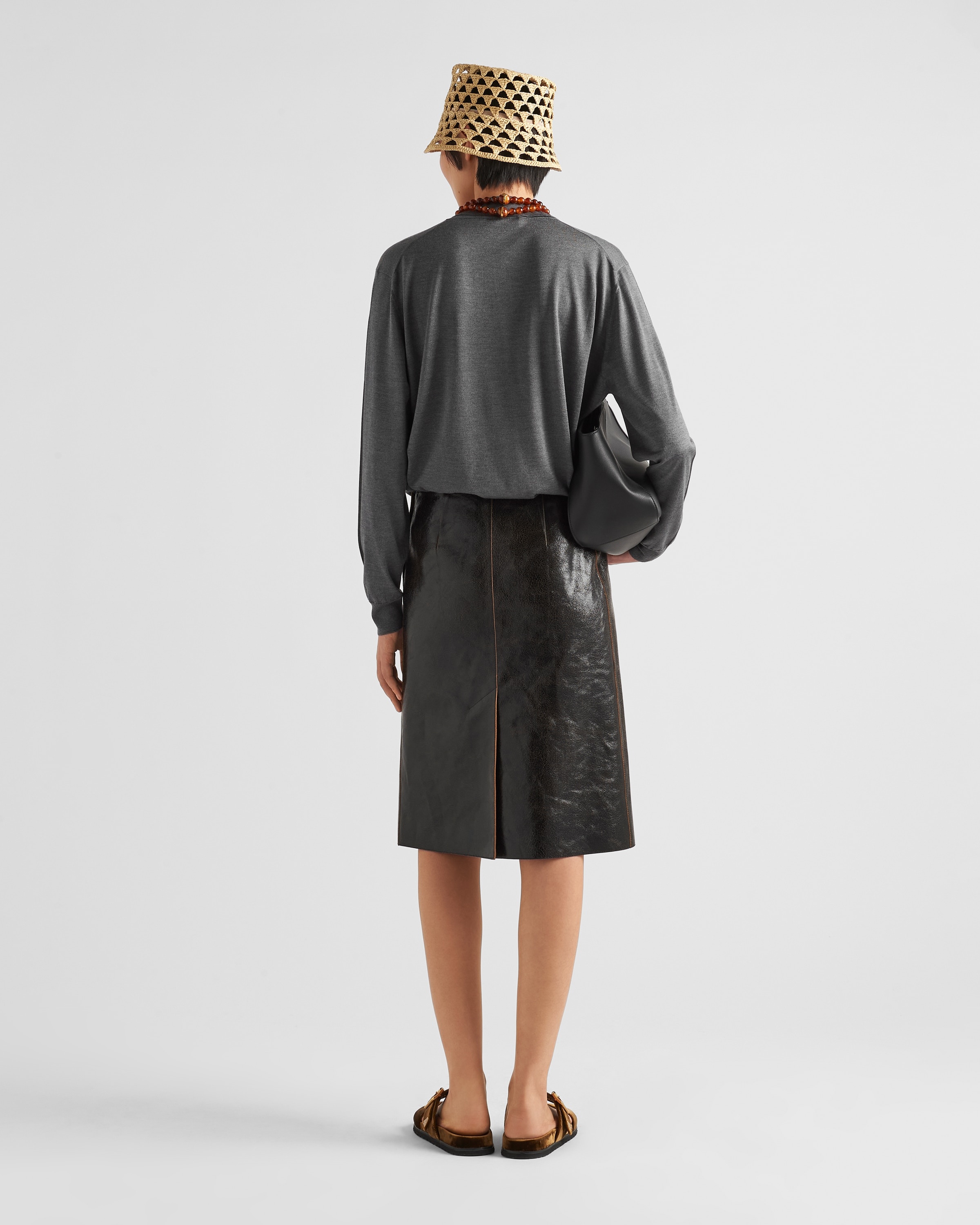 Craquelé leather skirt - 5