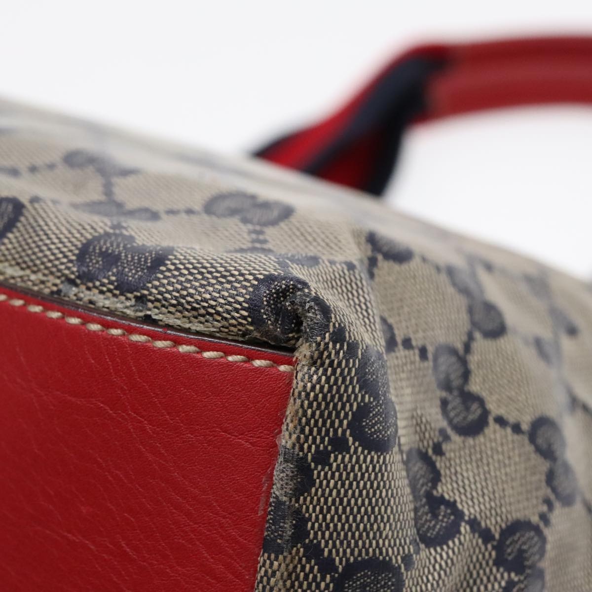 GUCCI GG Crystal Sherry Line Tote Bag Gold Red Navy - 13