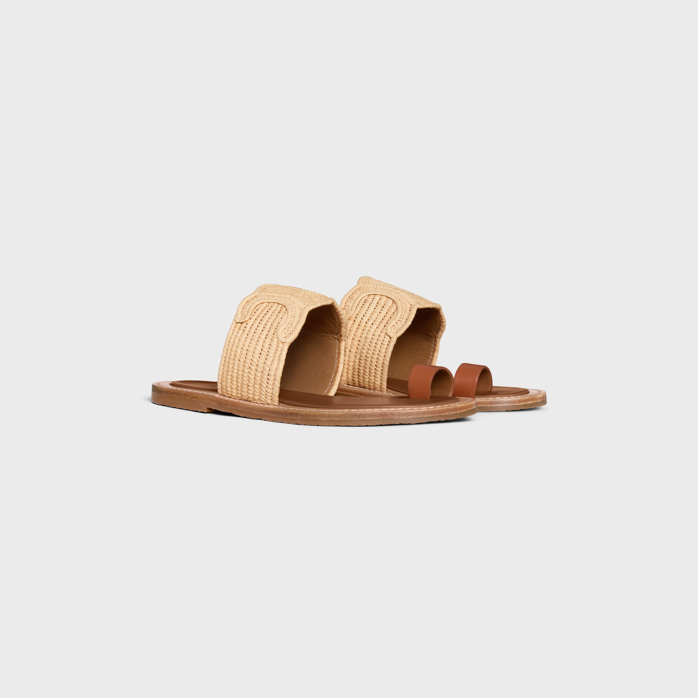 CELINE LYMPIA SANDAL IN RAFFIA AND CALFSKIN - 2