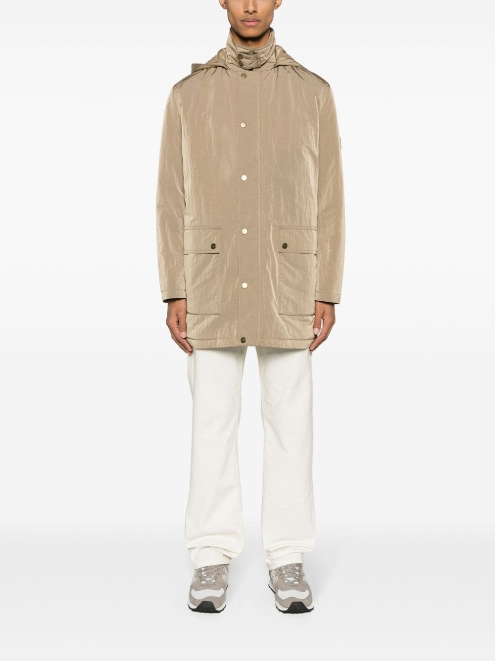 hooded crinkled-finish raincoat - 2