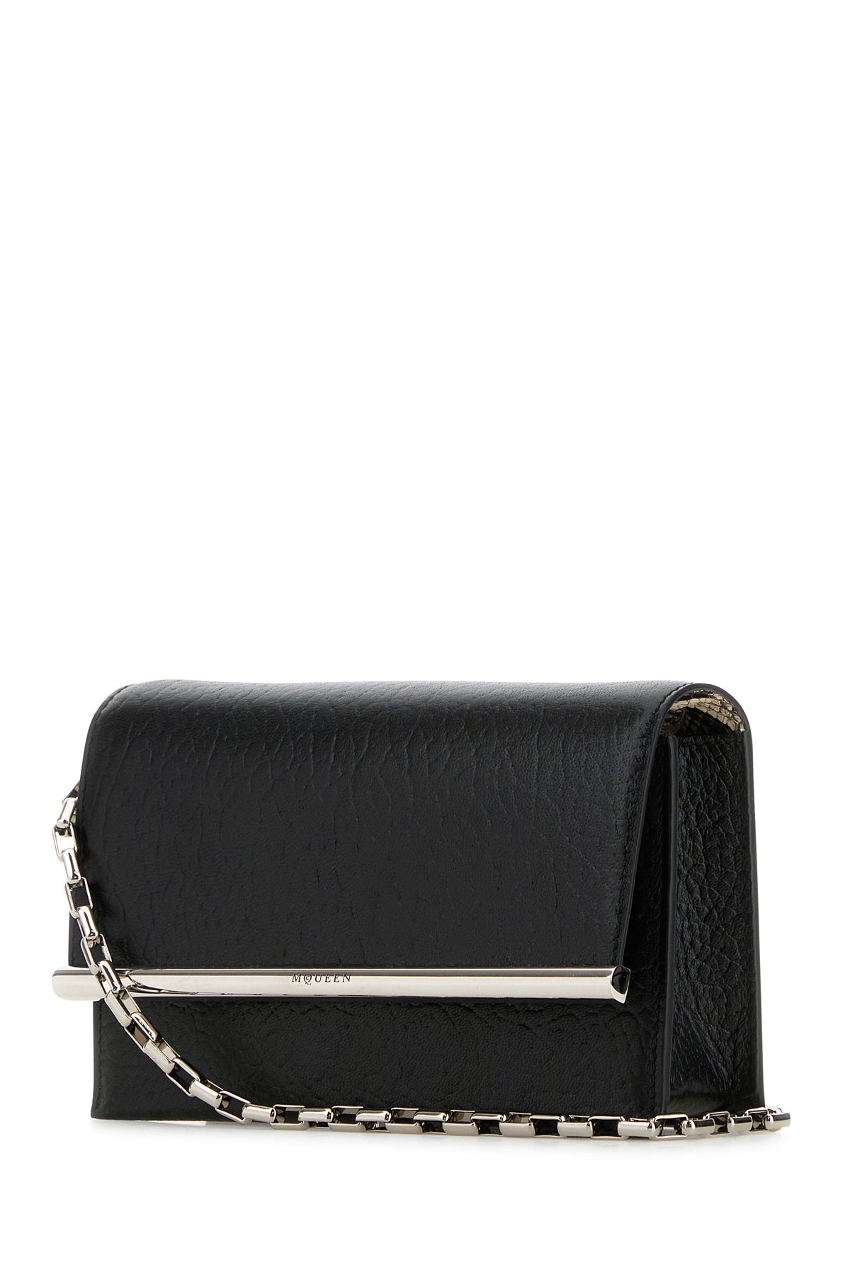 Black leather mini Cross-Bar clutch - 2