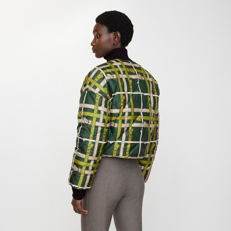 Cropped Reversible Belt Check Nylon Jacket 4