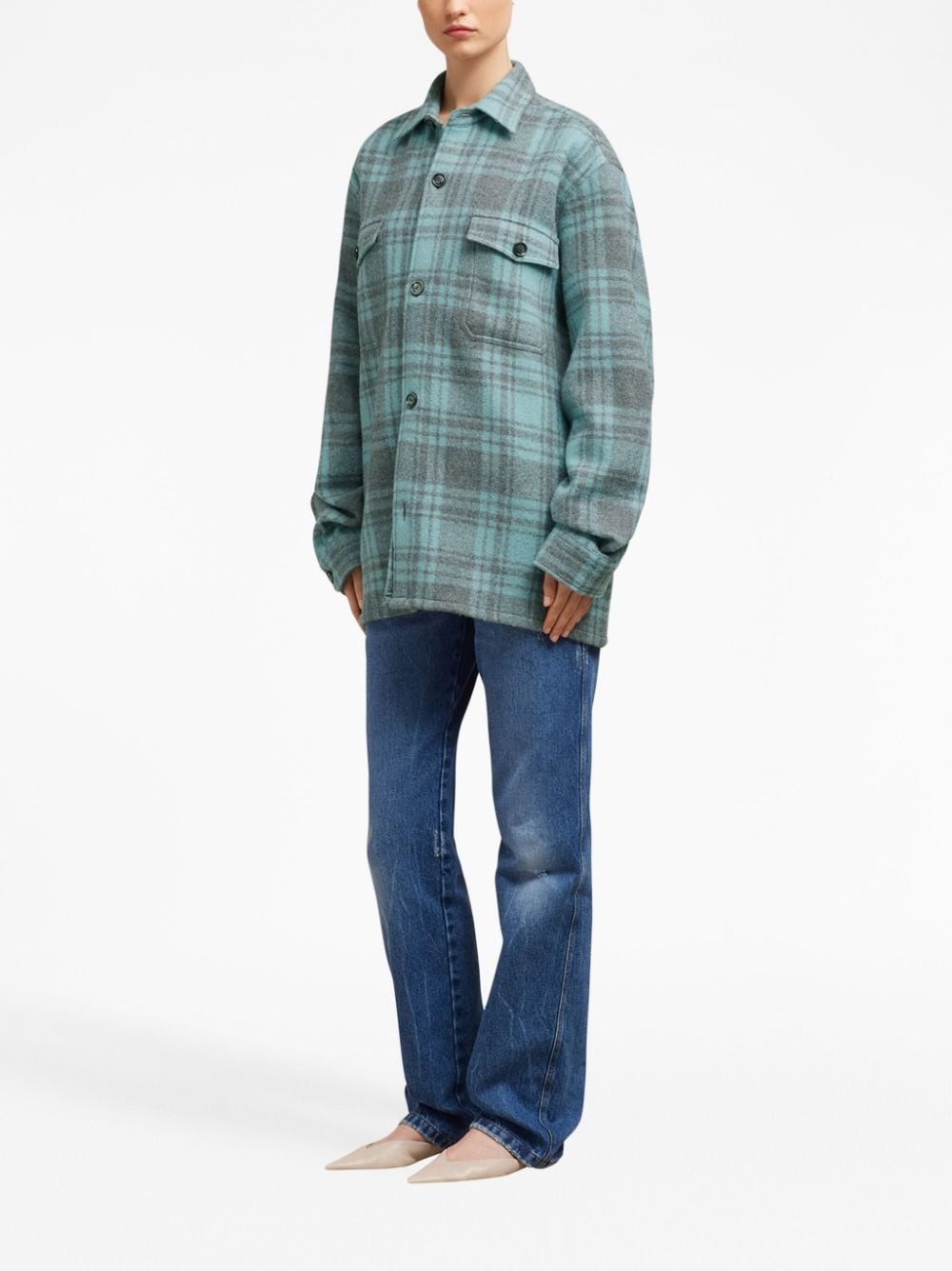 plaid wool shirt jacket - 3