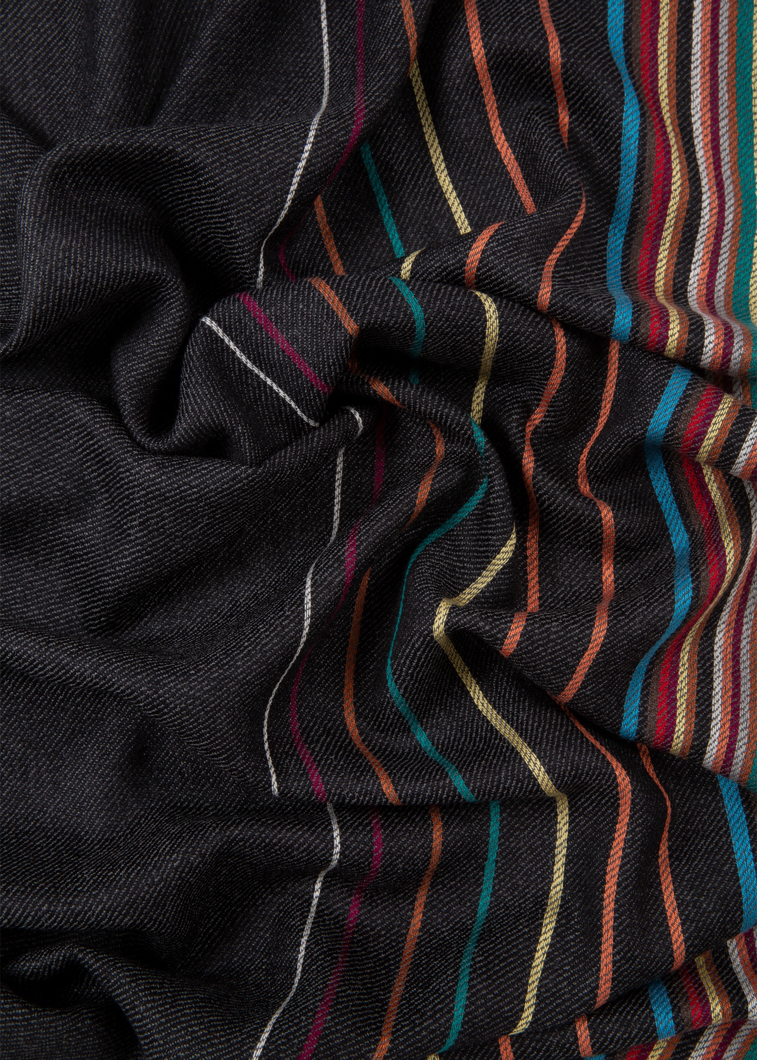 Black Wool-Silk 'Signature Stripe' Scarf - 4