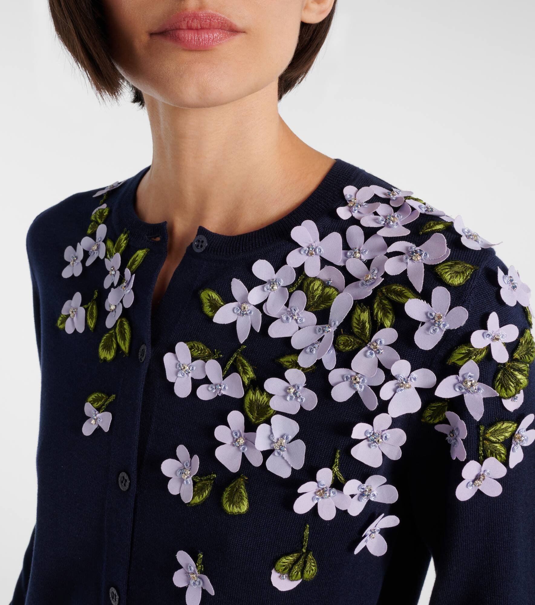 Embroidered silk and cotton cardigan - 4