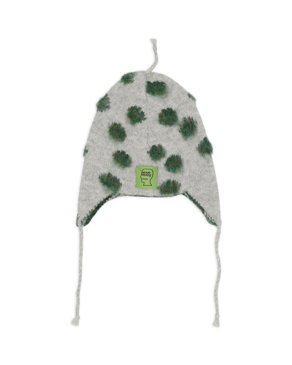 Alpaca Knit Polka Dot Ear Flap Beanie - Olive - 1