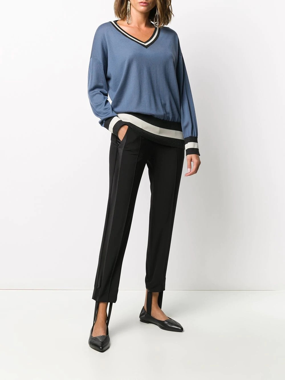 stirrup-hem tuxedo trousers  - 2