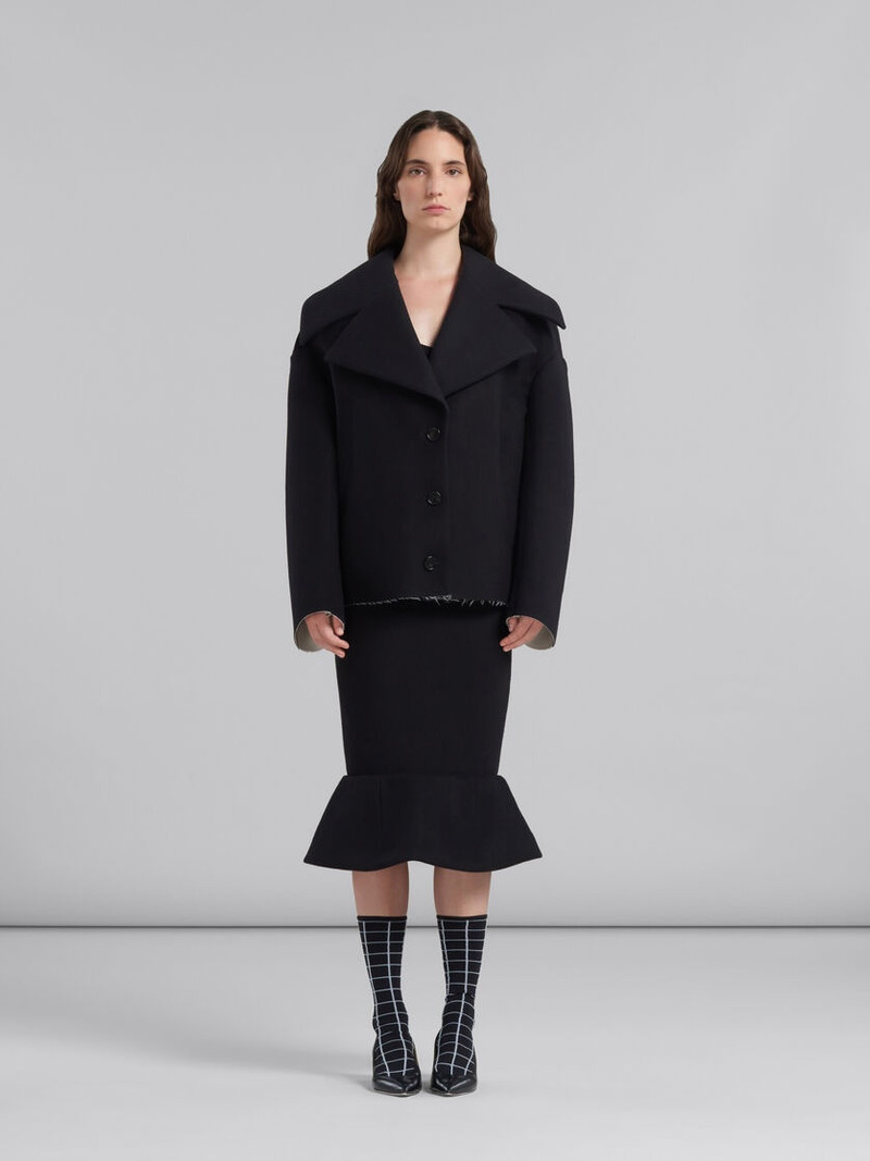 Marni BLACK BONDED WOOL AND FELT COCOON JACKET outlook