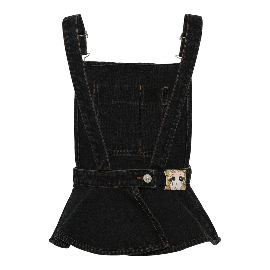 Black Flared Hem Overall - 2