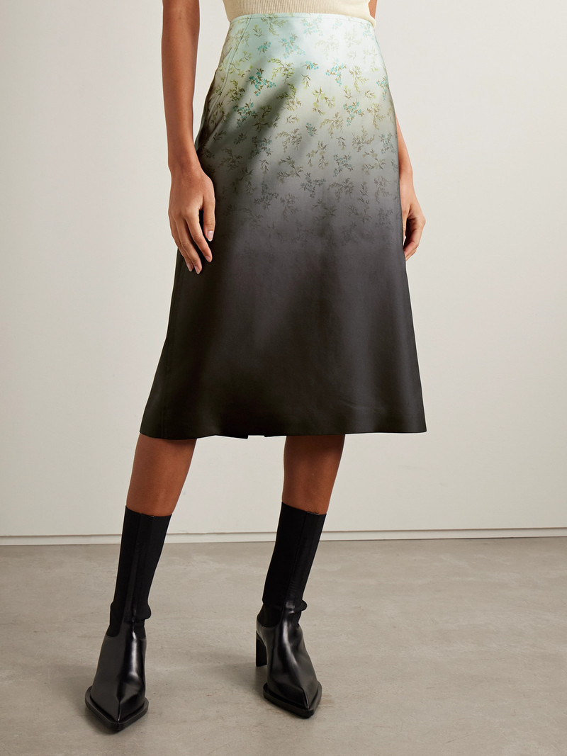 Dégradé Floral-print Silk-satin Midi Skirt 4